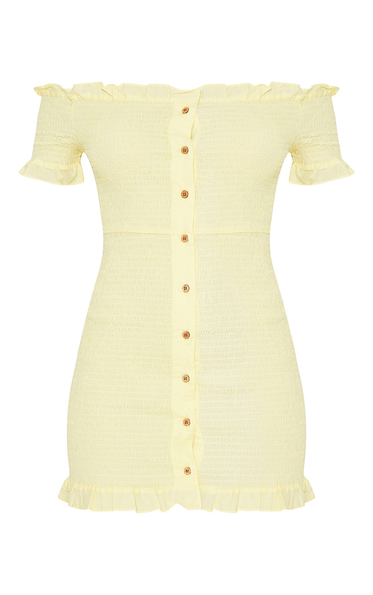 white shirring button detail bardot bodycon dress