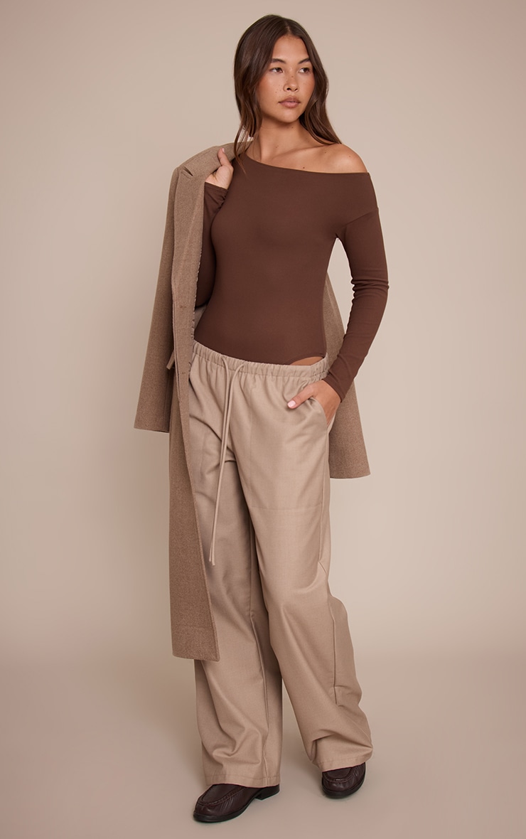 Chocolate Ultra Soft Asymmetric Long Sleeve Bodysuit image 3