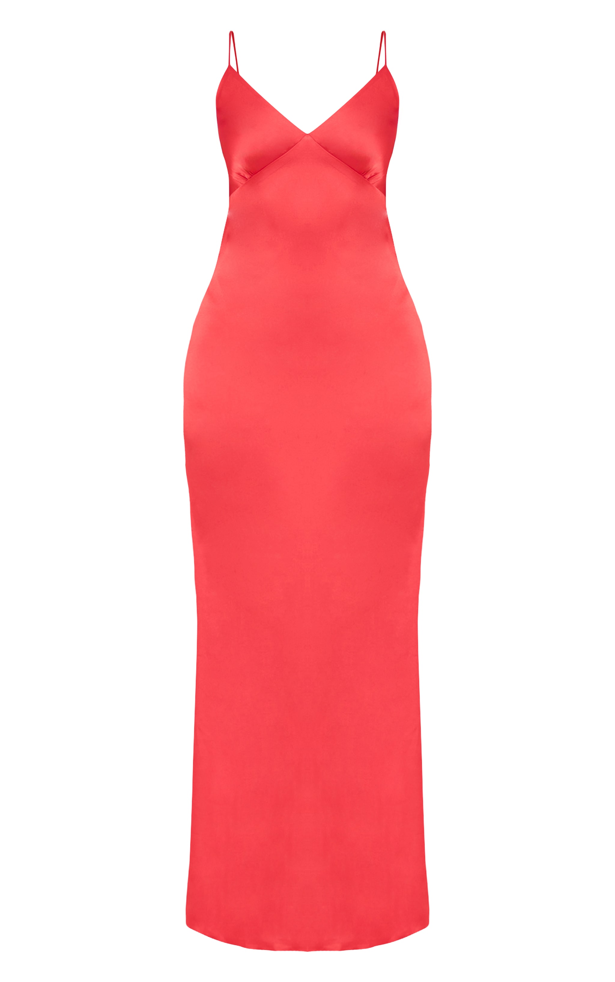 Red Satin Strappy Maxi Dress image 5
