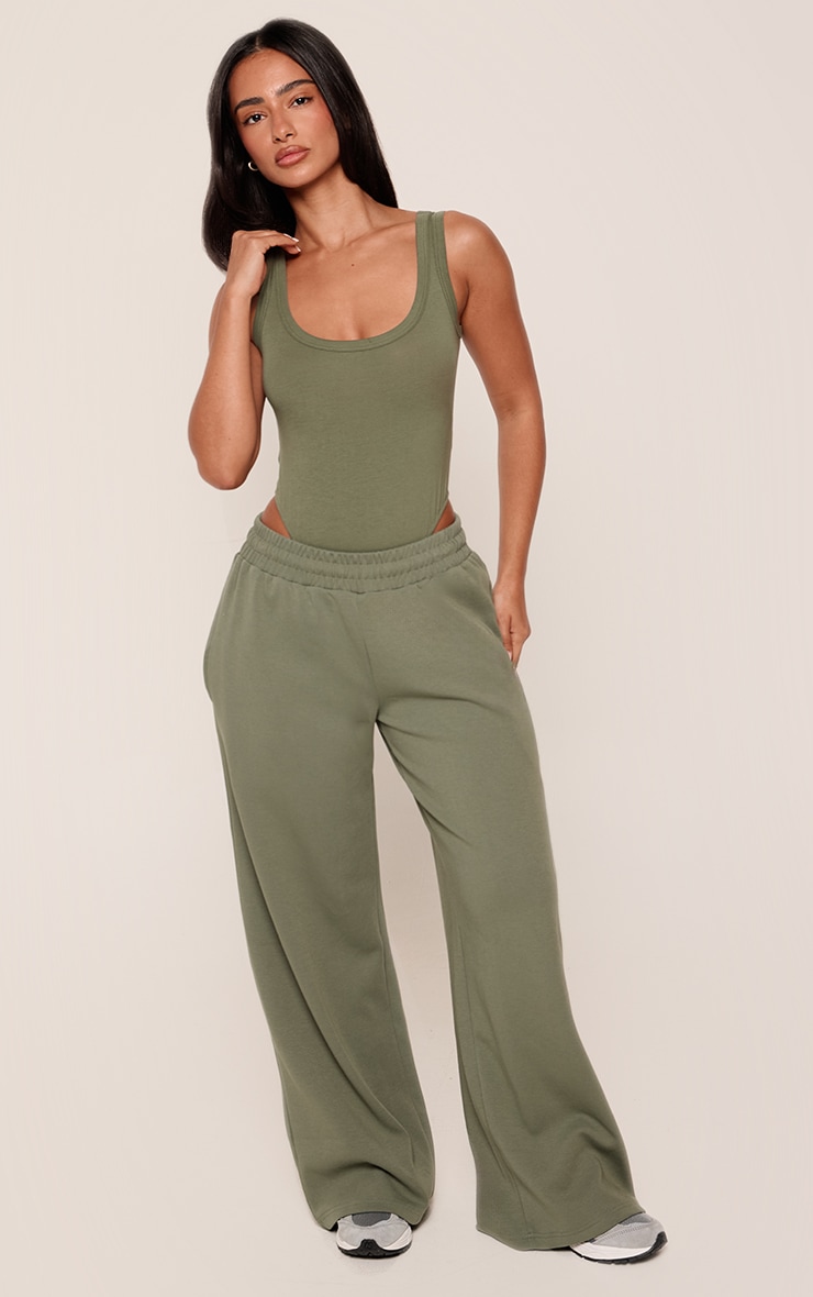Petite Sea Green Elasticated Waist Wide Leg Track Pants