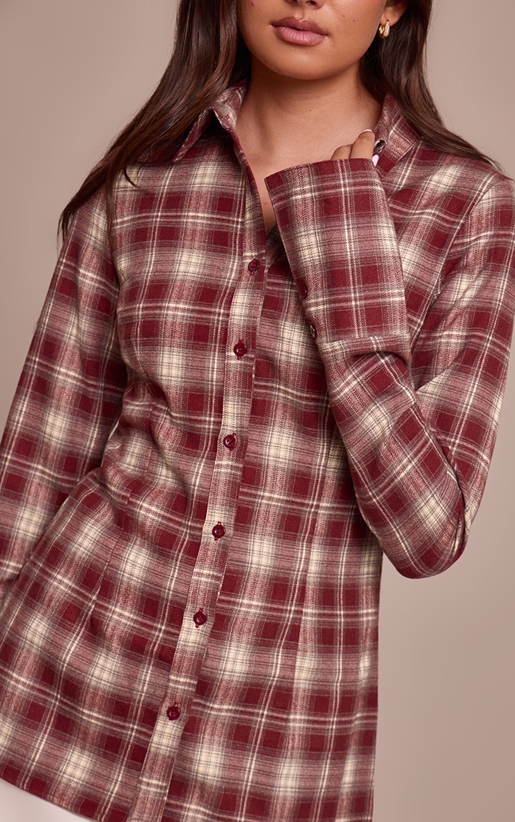 Rust Brushed Check Fitted Shirt  image 4