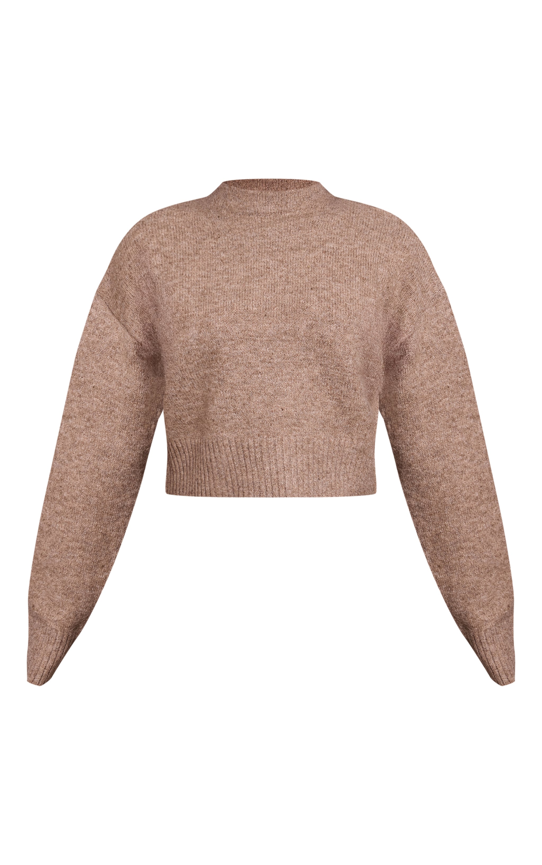 Petite Taupe Knit High Neck Crop Sweater image 5