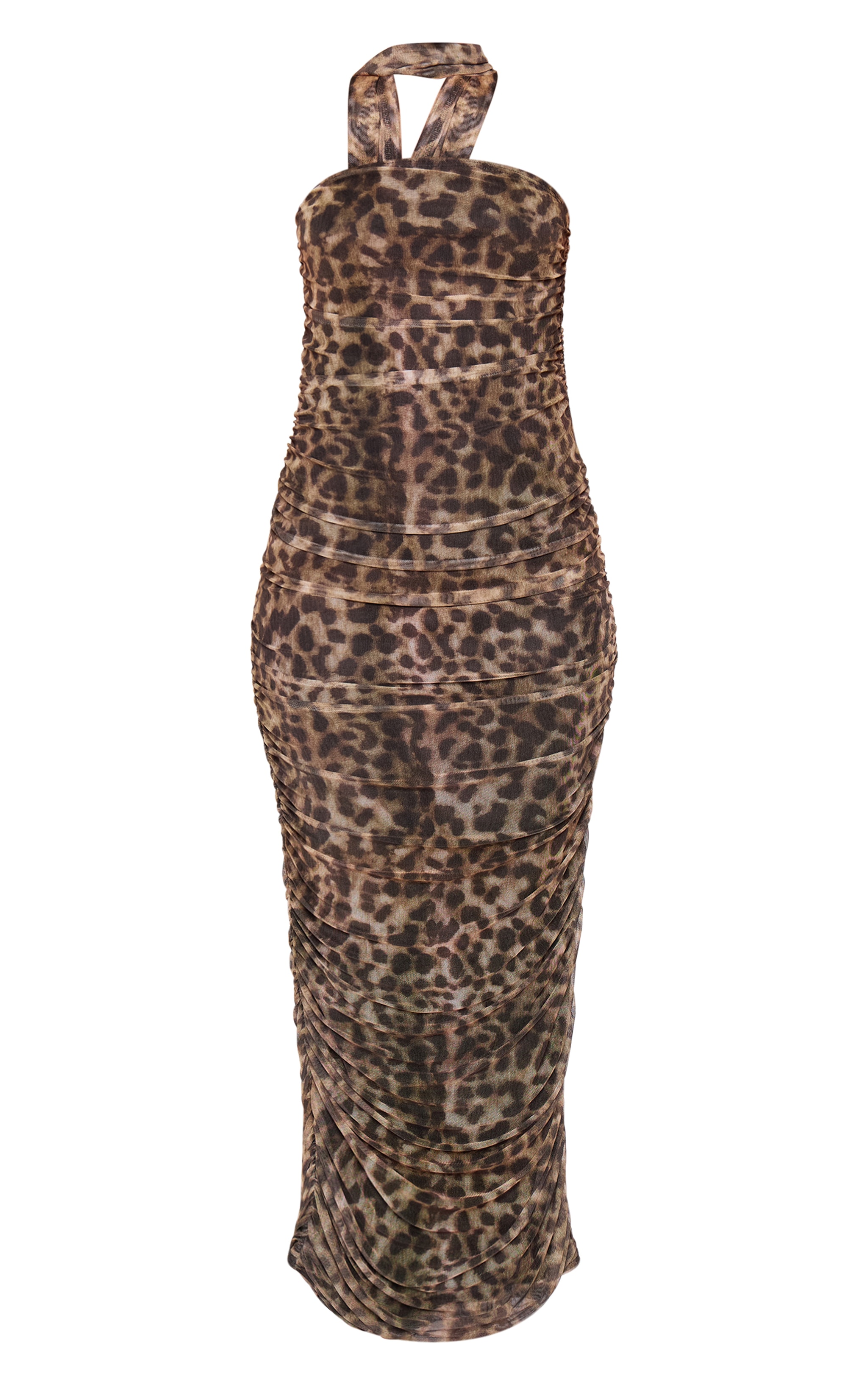 Petite Leopard Print Bandeau Maxi Dress With Scarf Detail image 5