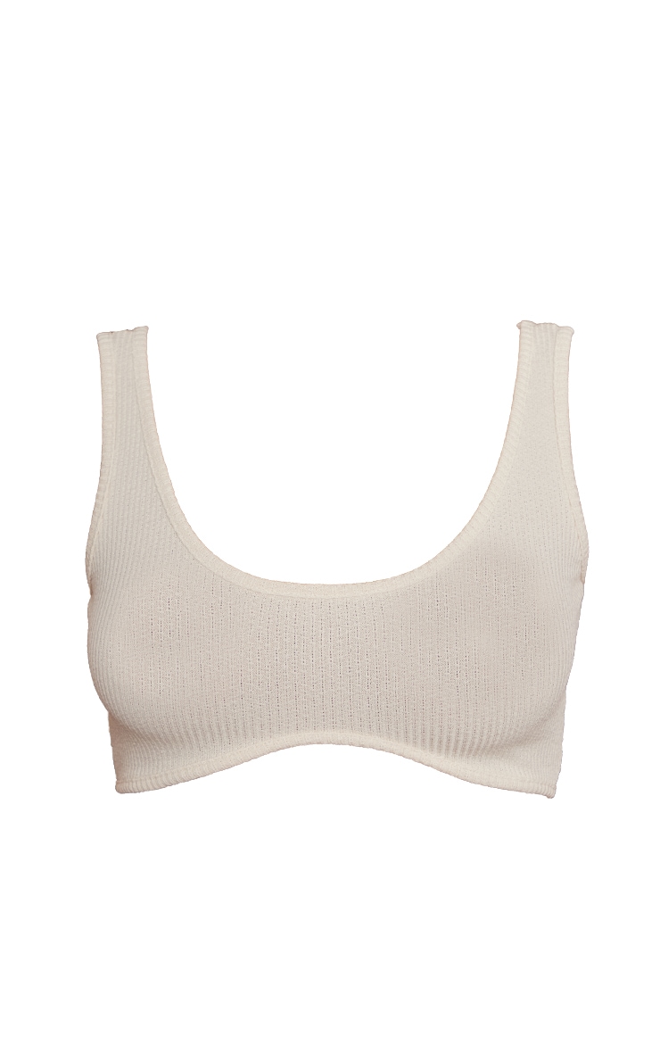 Bralette côtelée crêpée gris pierre image 5