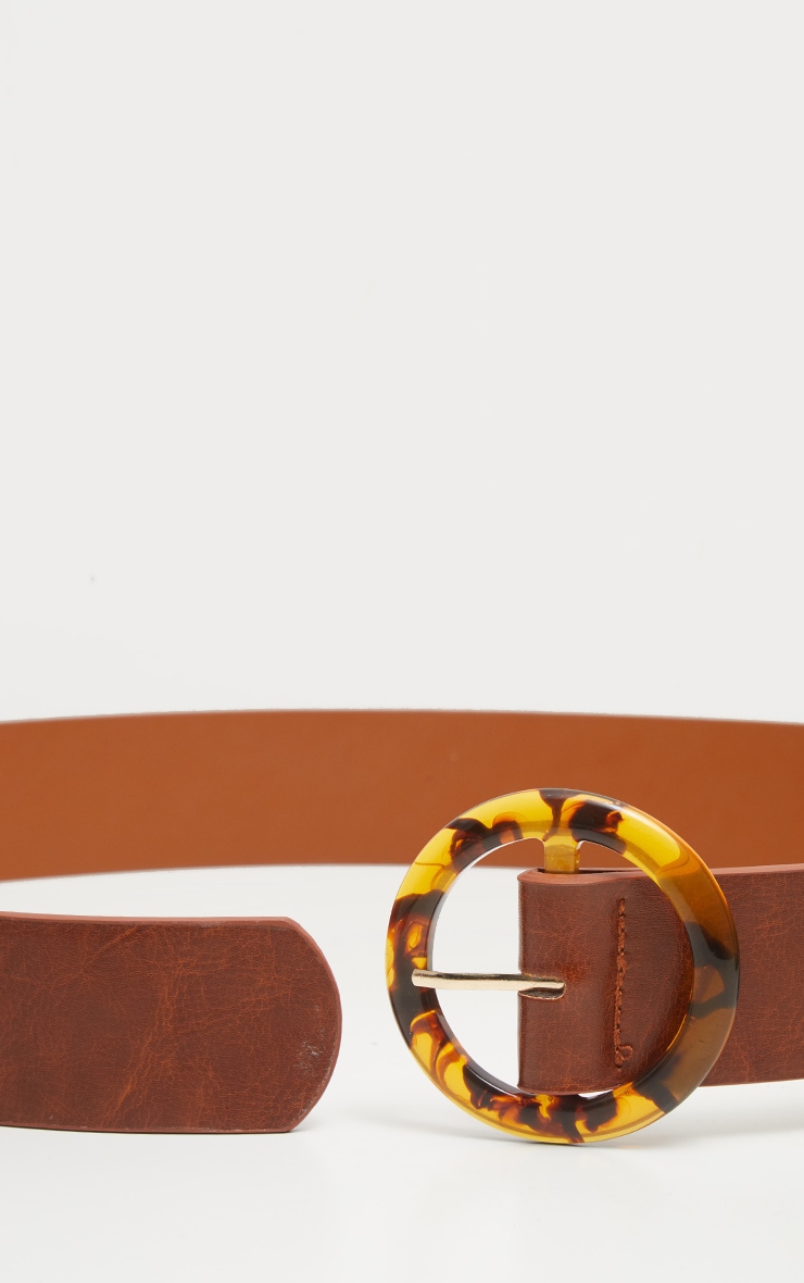 Brown Round Tortoiseshell Buckle Belt PrettyLittleThing USA