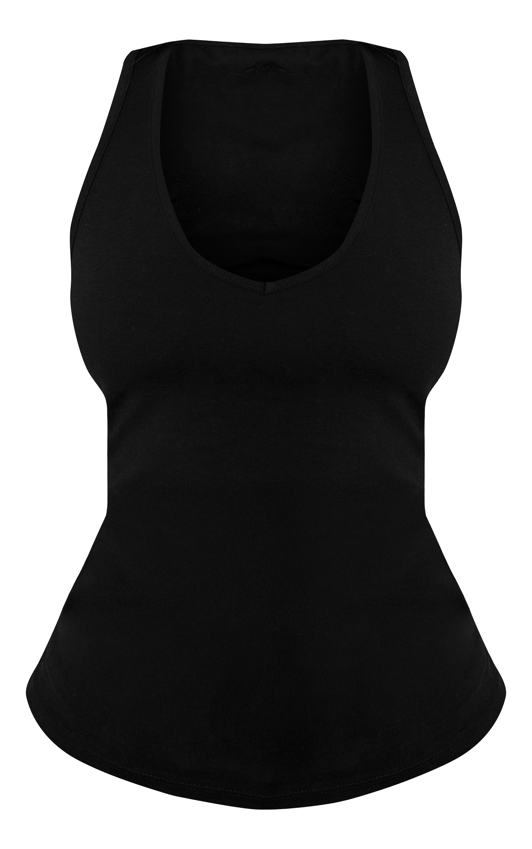 Petite Black Soft Cotton V Neck Vest Top image 5