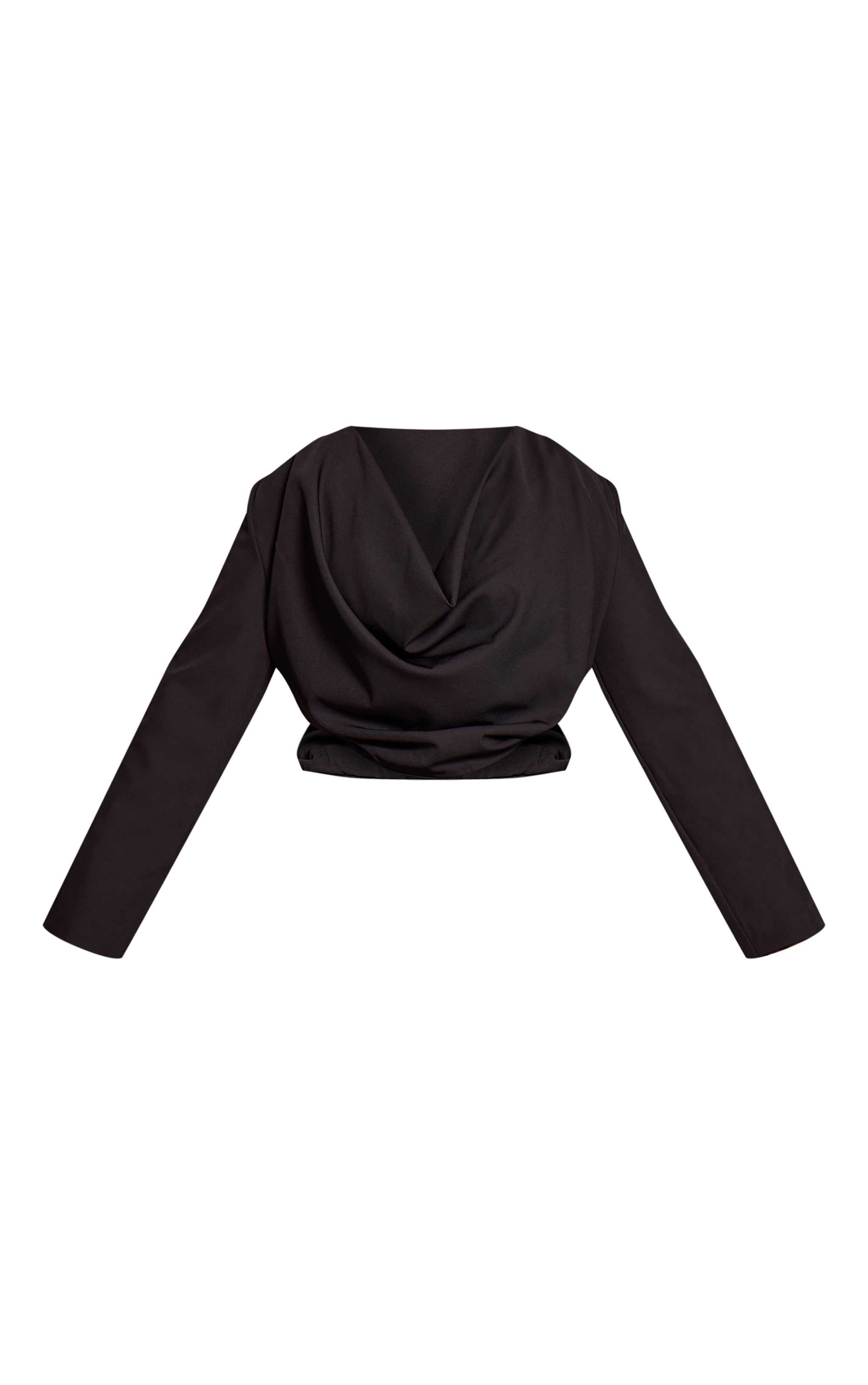 Plus Black Woven Drape Plunge Top  image 5