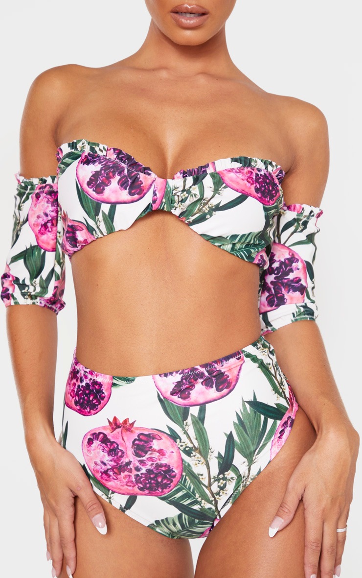 Pink Pomegranate High Waisted Bikini Bottom