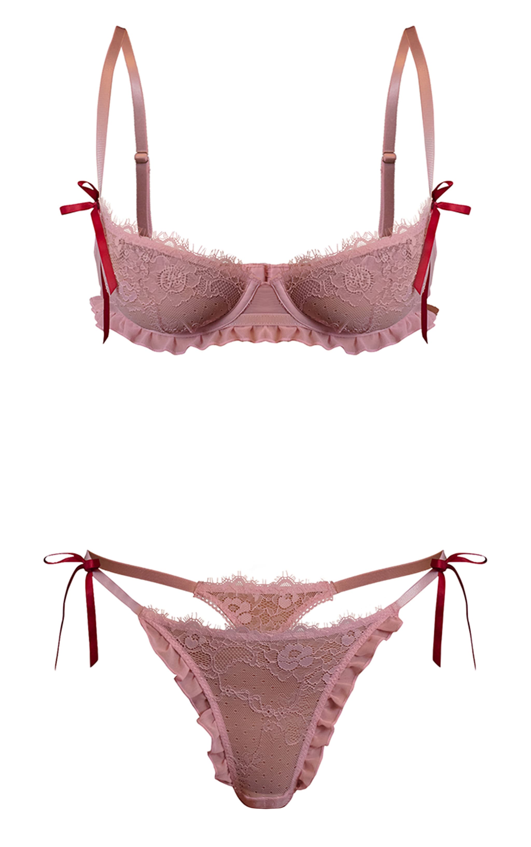 Baby Pink Frill Hem Tie Detail Set image 7