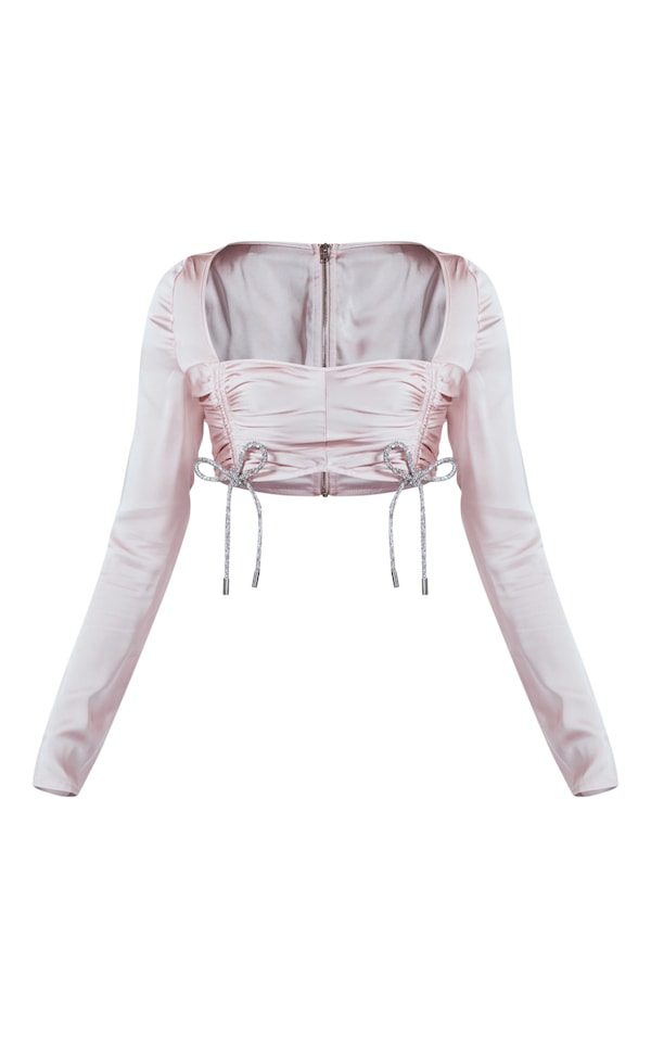 Pale Pink Button Detail Corset Top