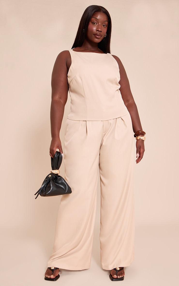 Plus Stone Racer Neck Detail Sleeveless Top image 3
