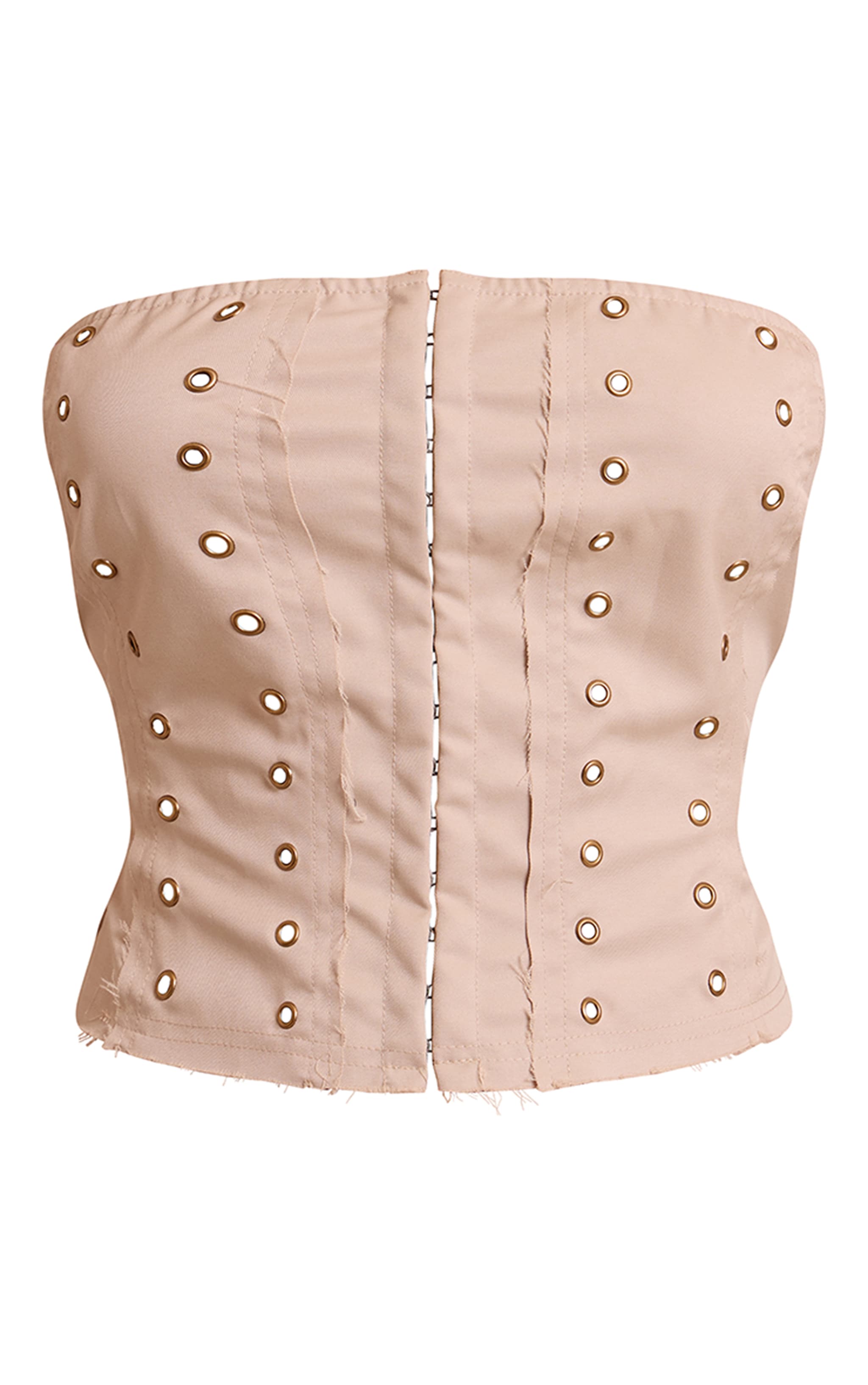 Corset bustier tissé élimé gris pierre à oeillets image 5