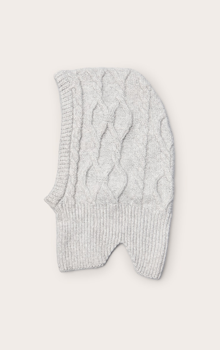Grey Cable Knit Hood image 2