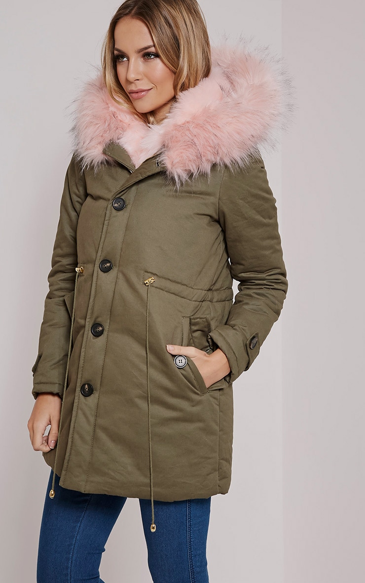 Jen Pink Faux Fur Lined Premium Parka Coat PrettyLittleThing USA