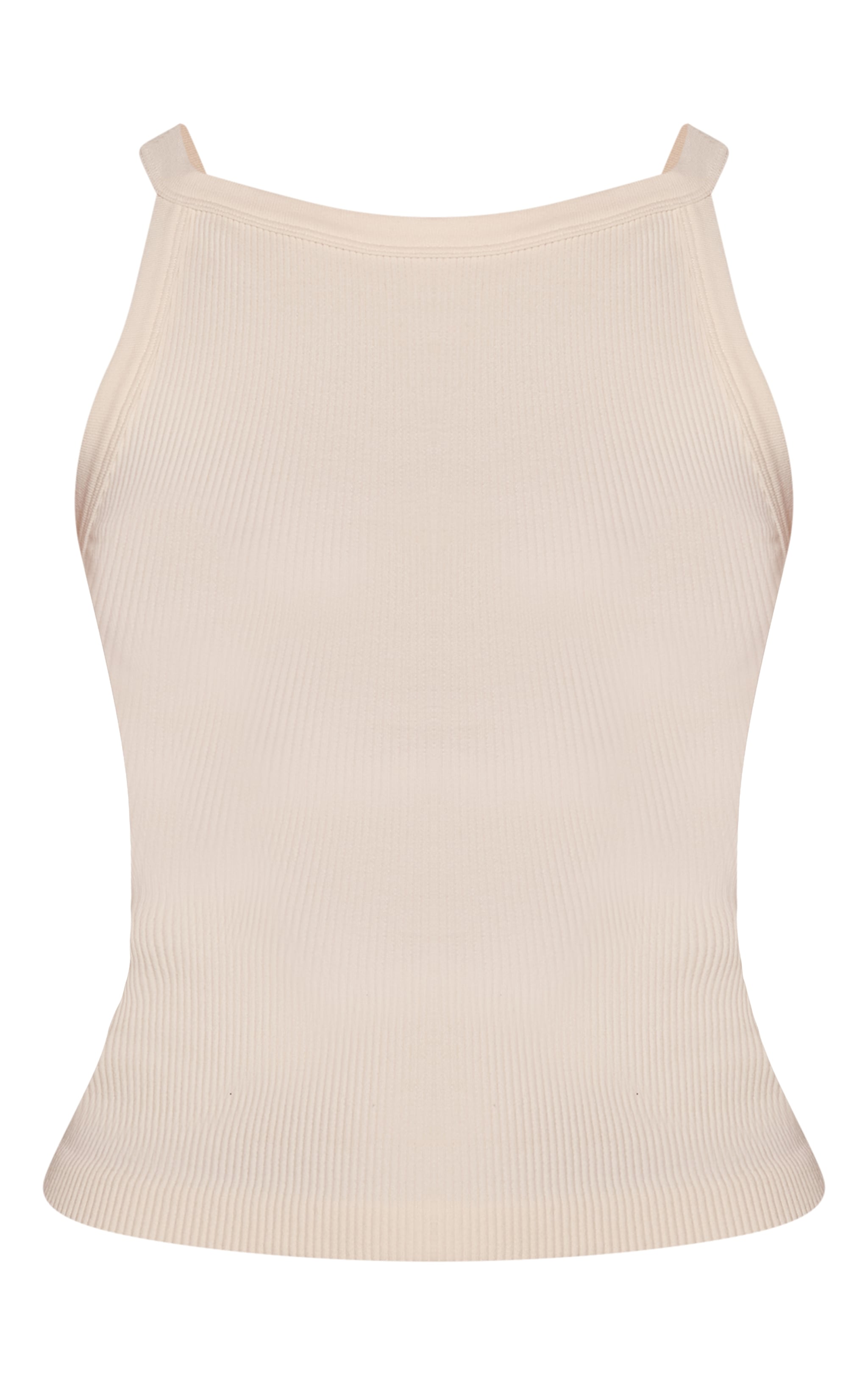 Cream Snatched Rib High Neck Racer Vest Top  image 5