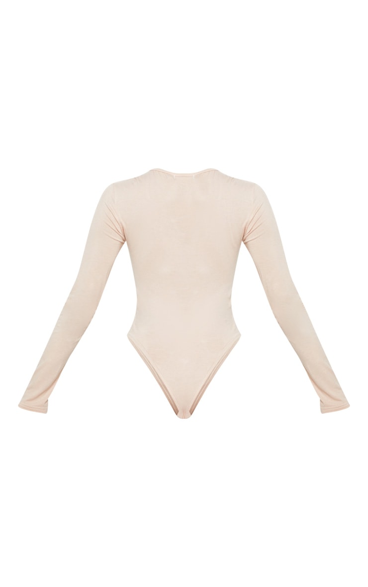 Nude Jersey Lace Up Long Sleeve Bodysuit image 4