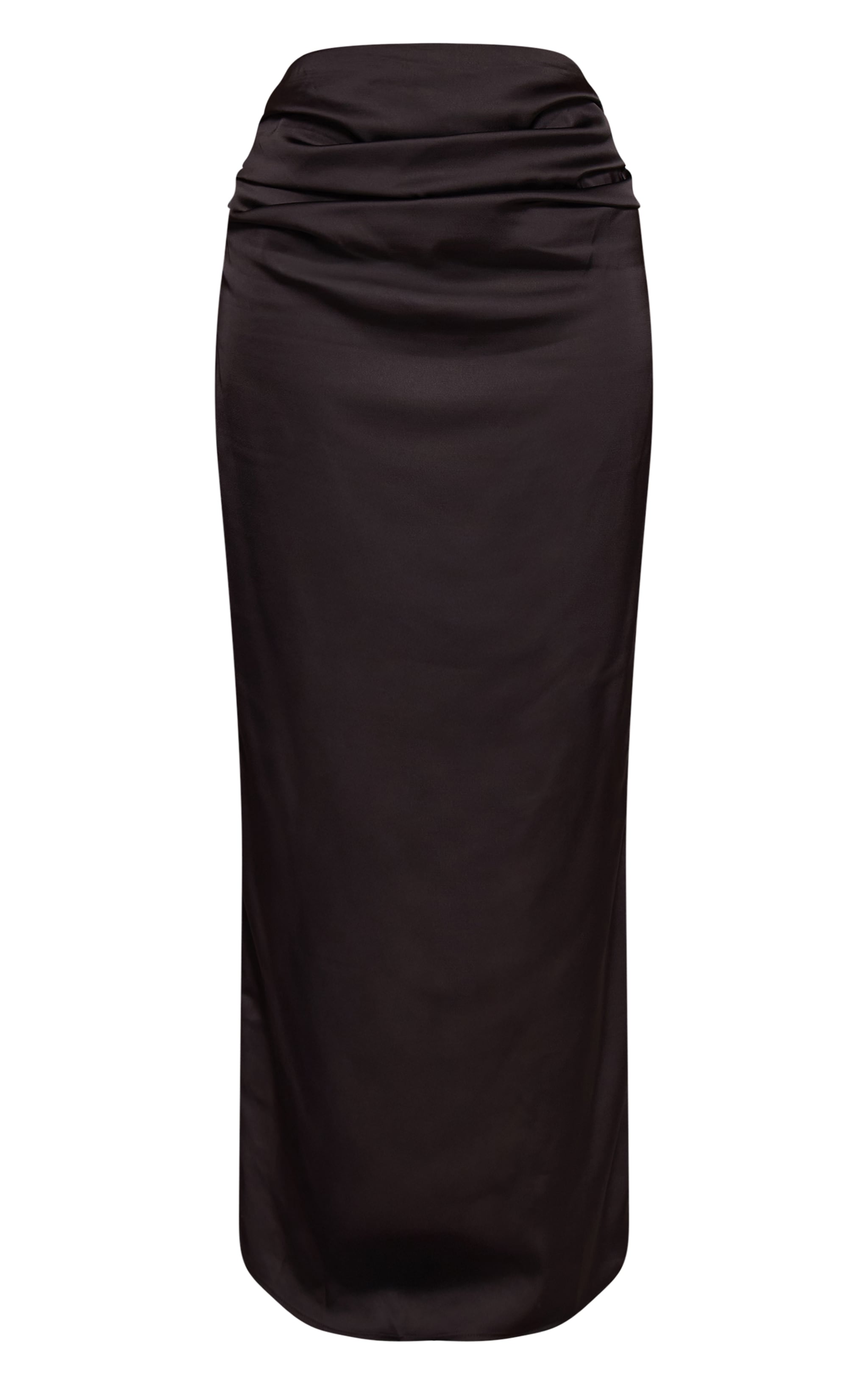 Petite Black Satin Drape Maxi Skirt image 5