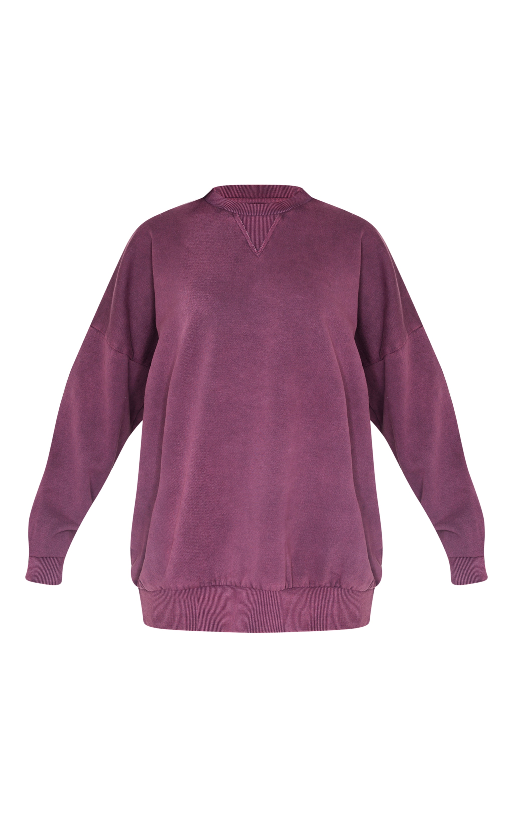 Burgundy Washed Slouchy Crew Neck Sweatshirt image 5