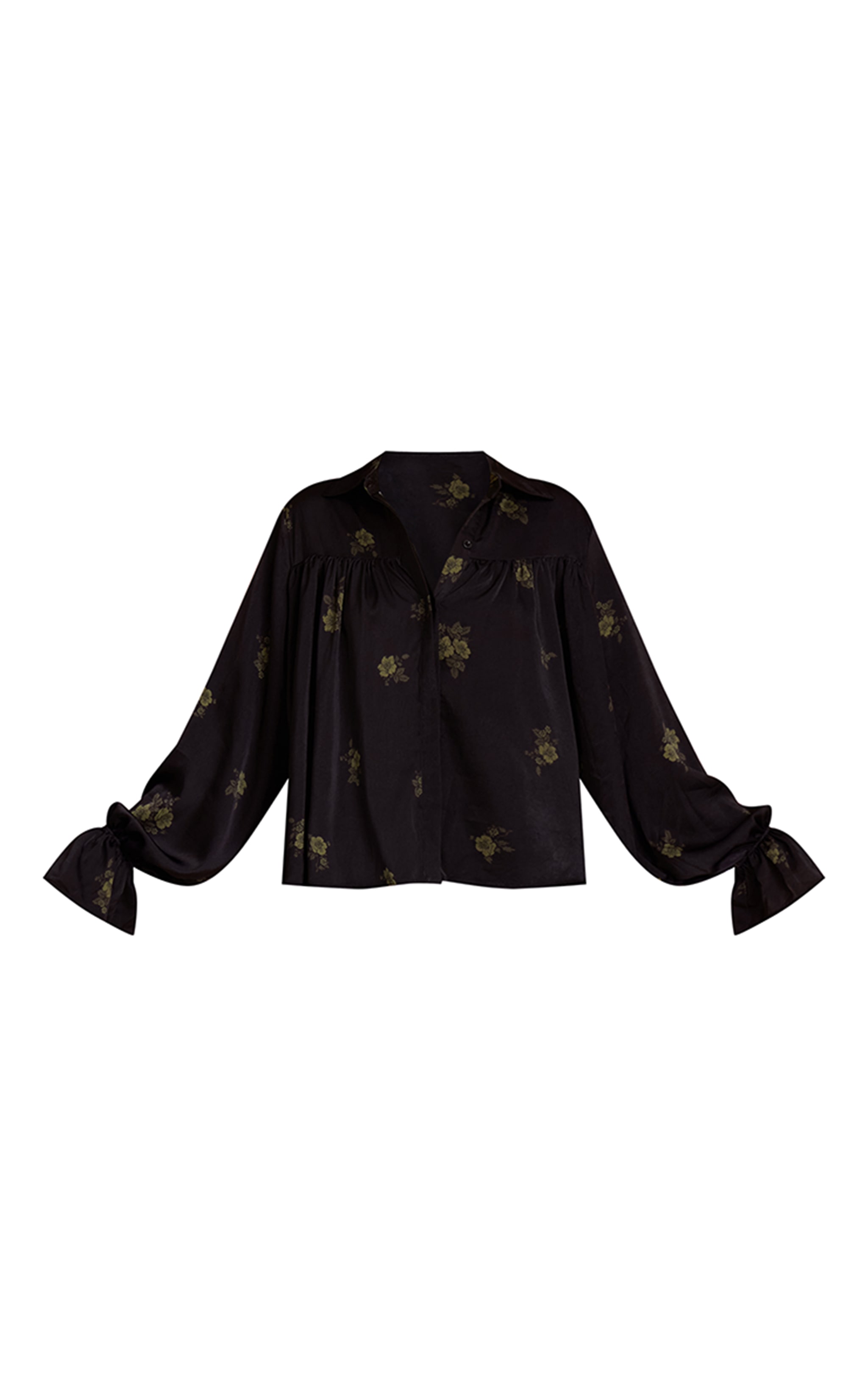 Navy Floral Ditsy Satin Long Sleeve Blouse image 5