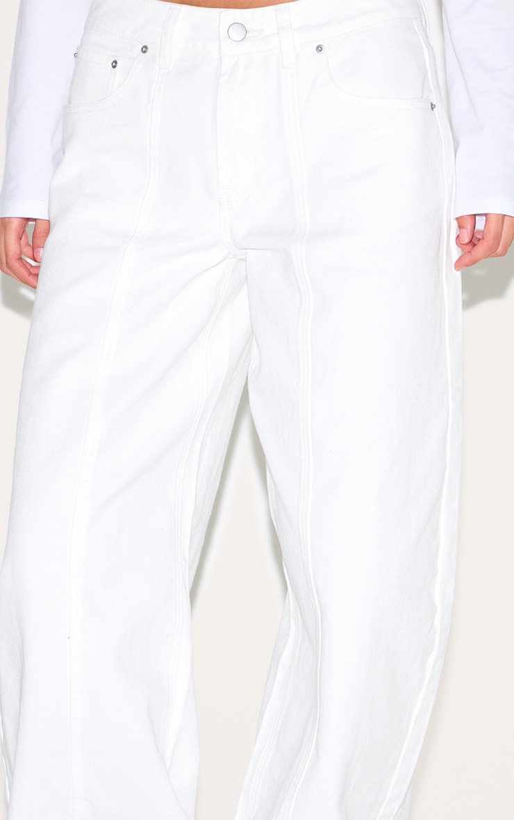 White Low Rise Seam Detail Barrel Jean image 4
