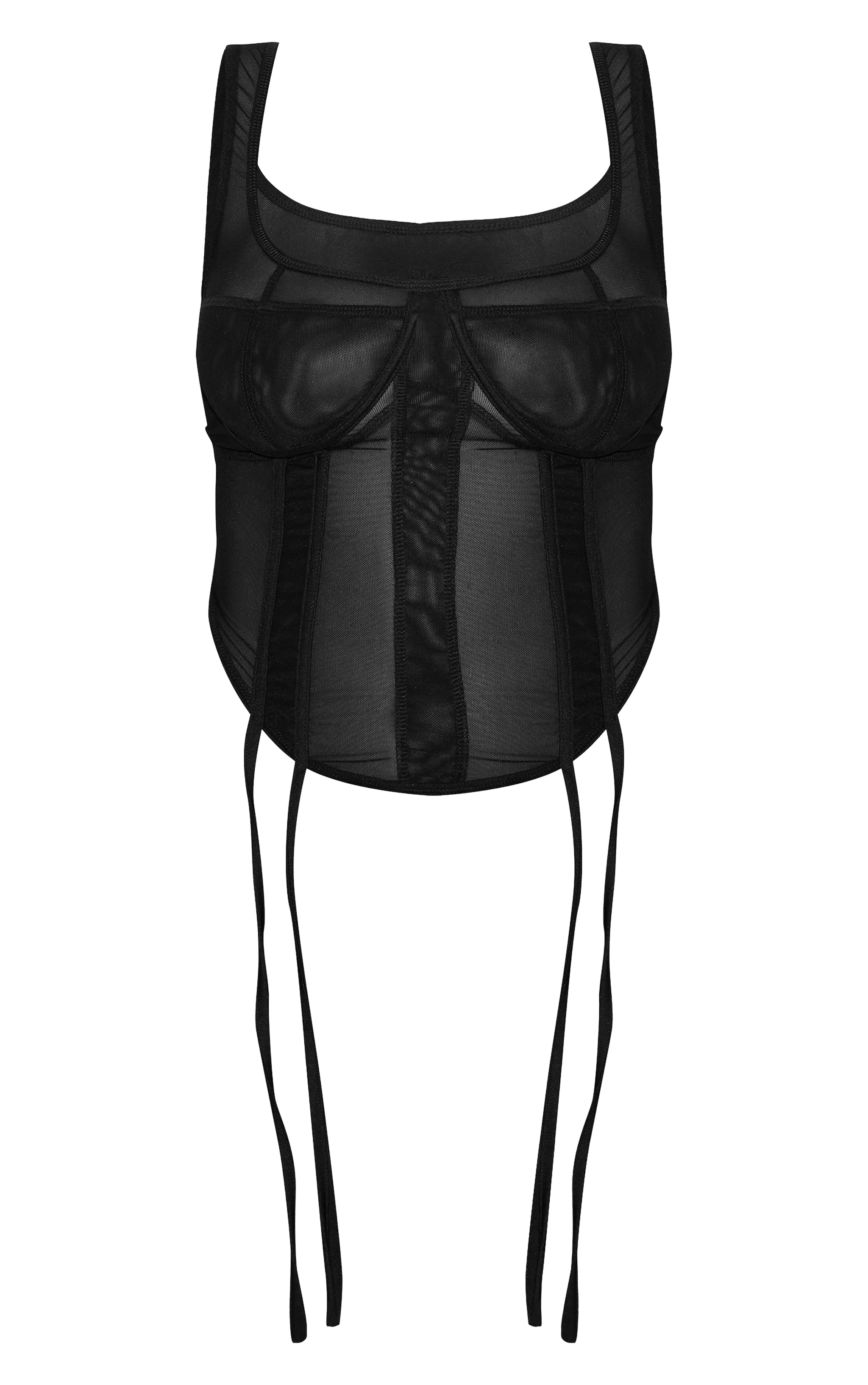 Plus Black Mesh Panelled Boned Corset image 5
