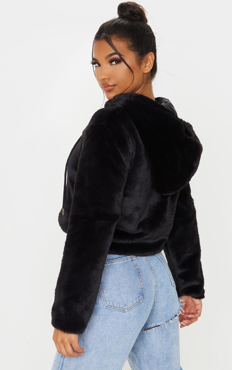 fur hood cropped coat