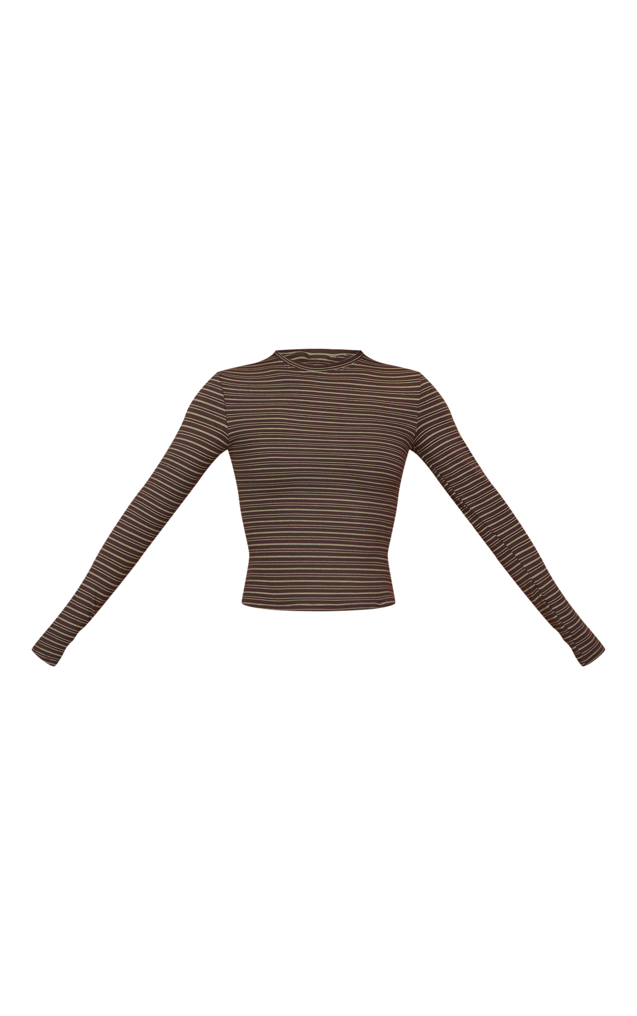 Dark Green Striped Soft Fleece Long Sleeve Top image 5