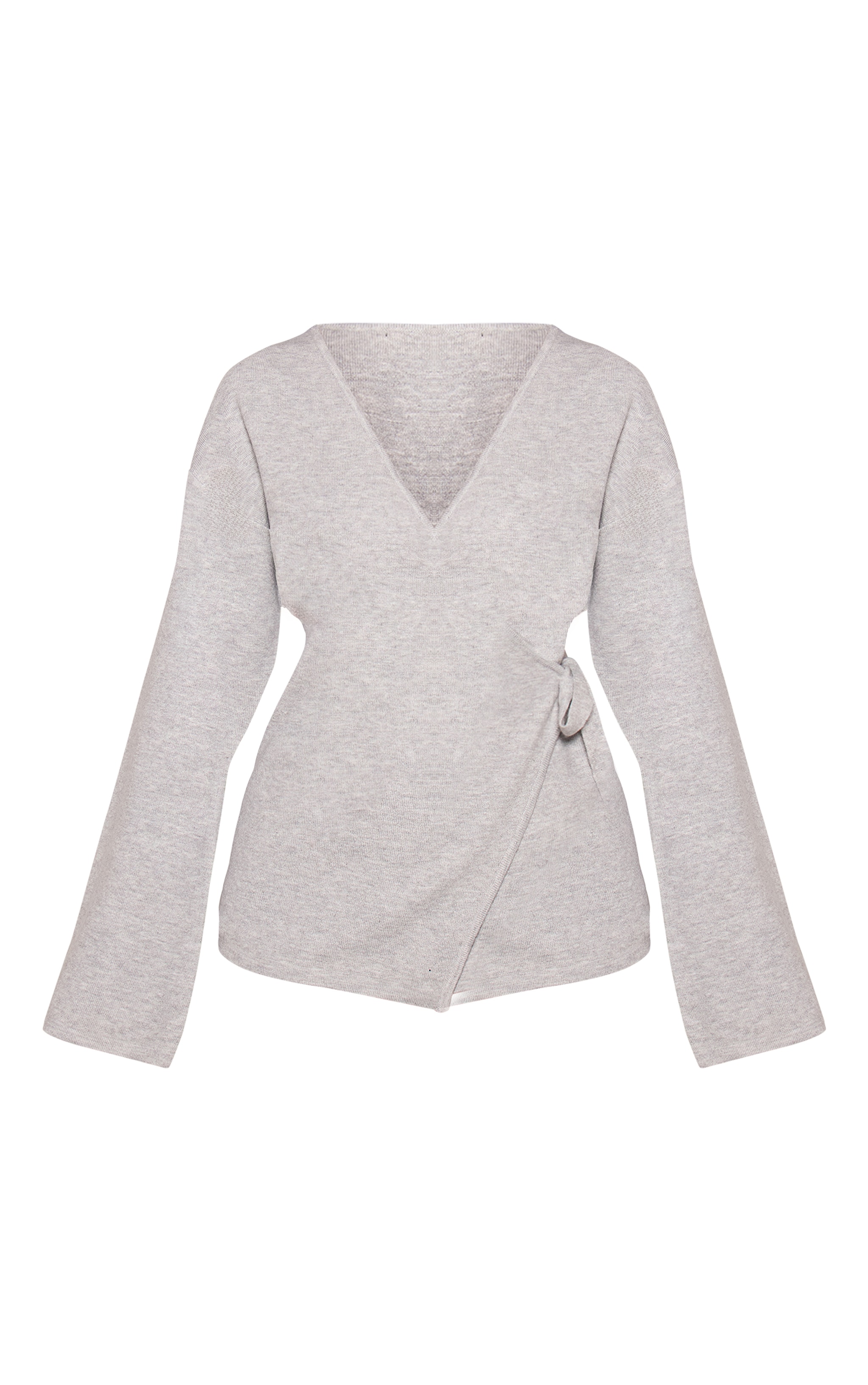 Petite Ash Grey Long Sleeve Wrap Cardigan  image 5