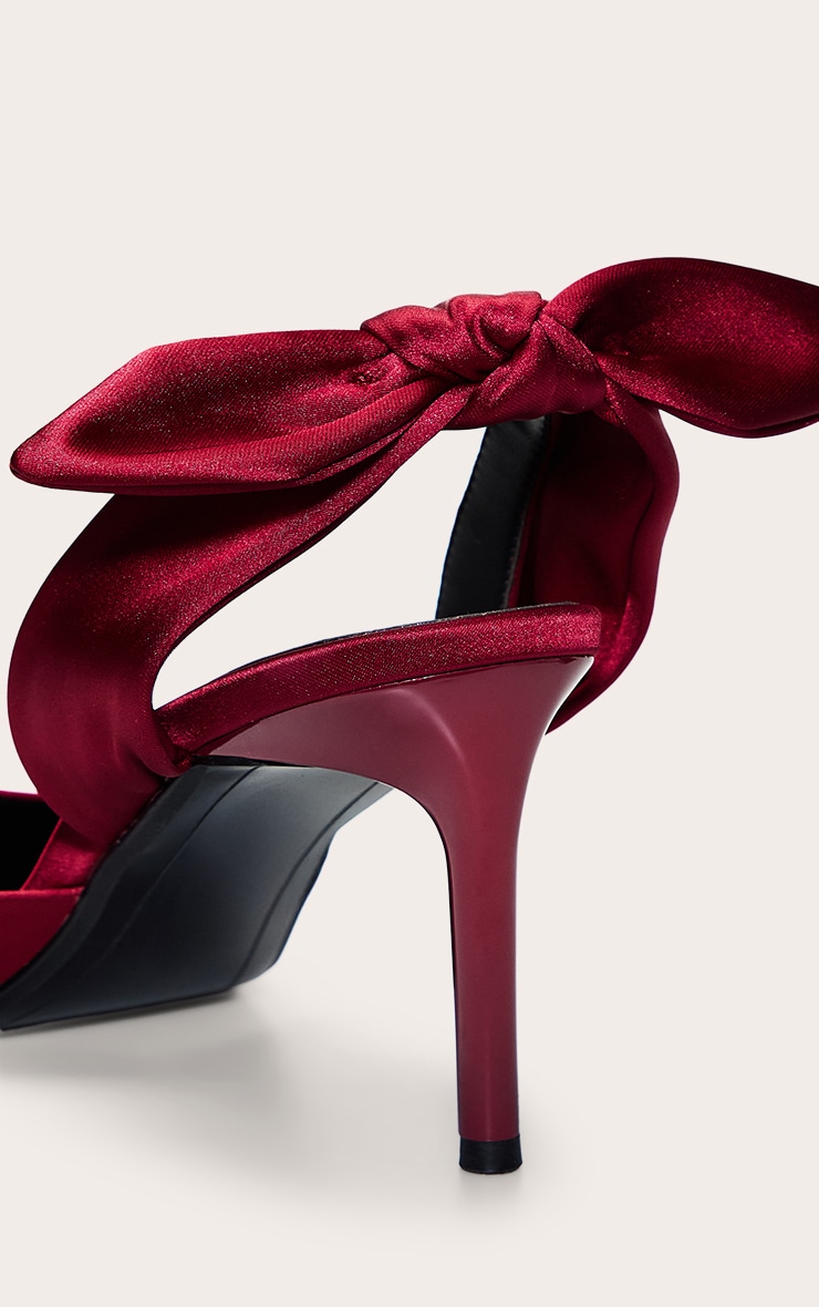 Burgundy Bow Fastening Sling Back image 5