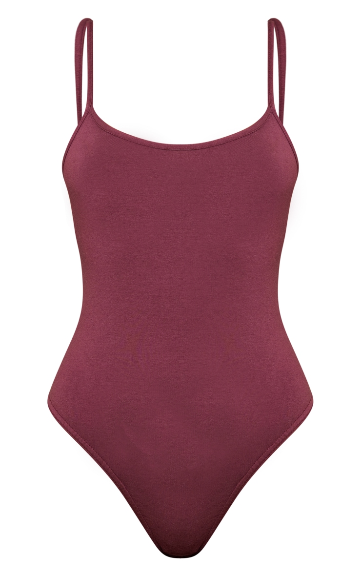 Dark Plum Cotton Strappy Bodysuit image 5