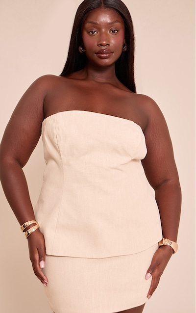 Plus Top bustier long en effet lin deluxe non coloré