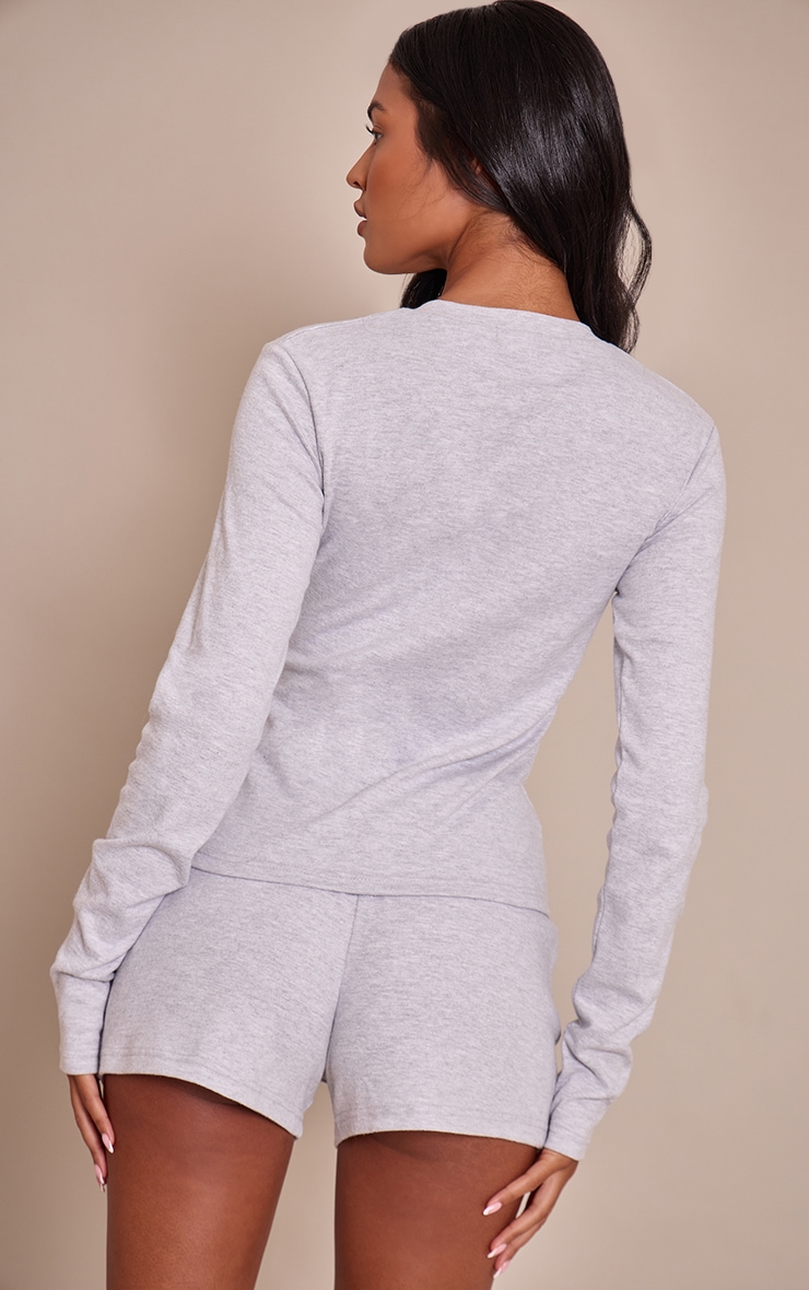 Tall Ash Grey Button Up Soft Touch Top image 2