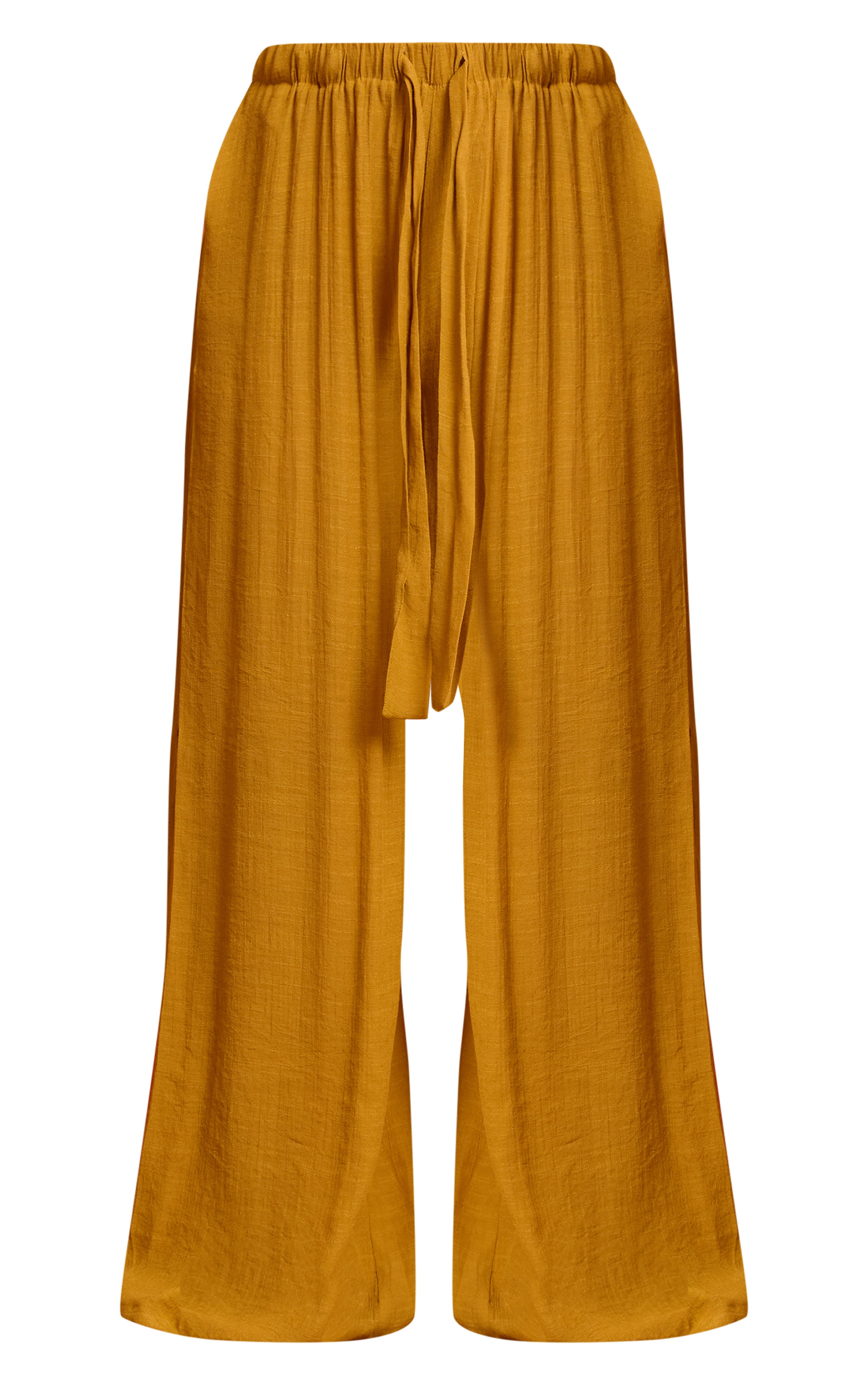 Mustard Linen Look Palazzo Beach Pants image 5