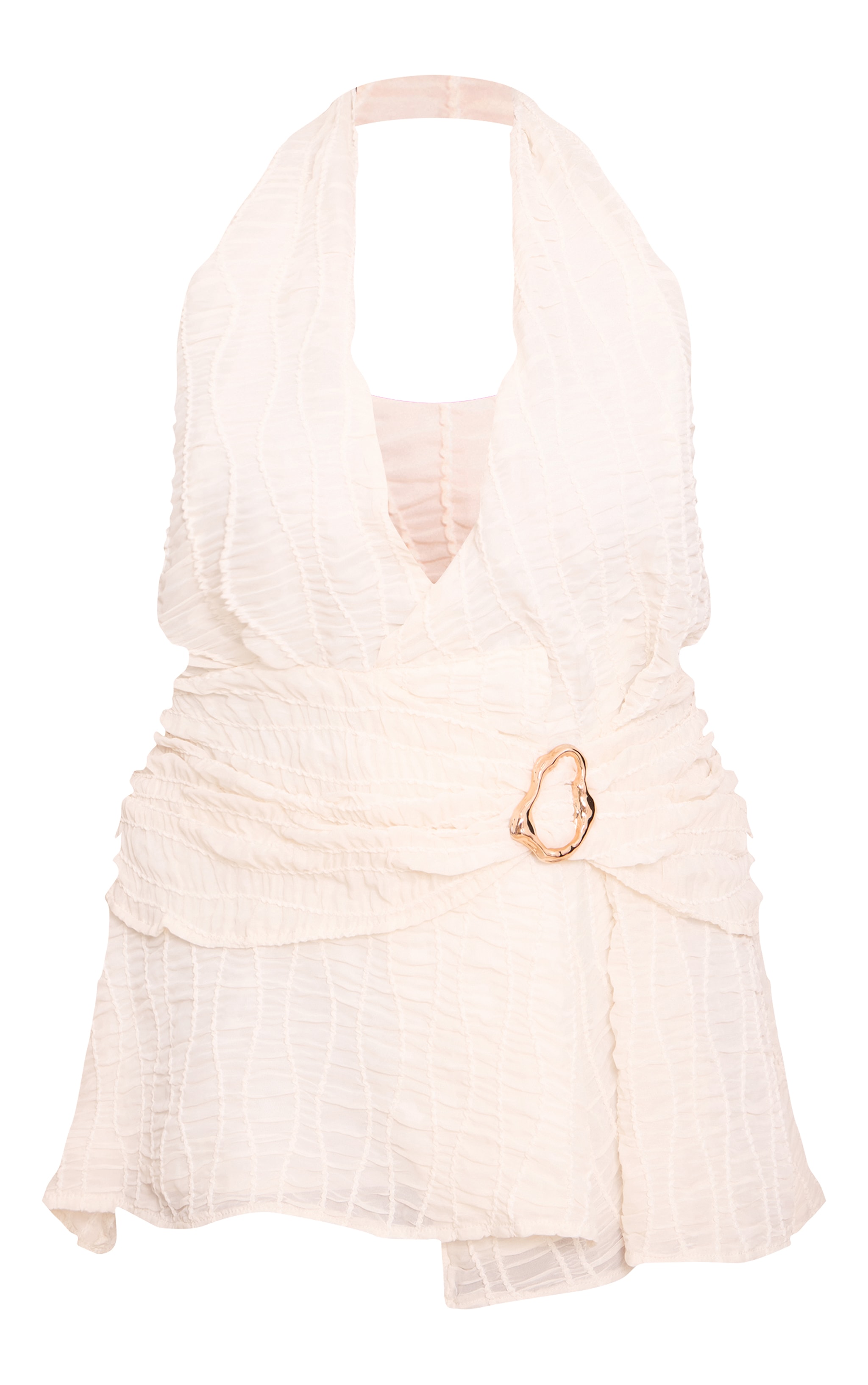 PLUS Natural Texture V Neck Belt Shift Dress image 5