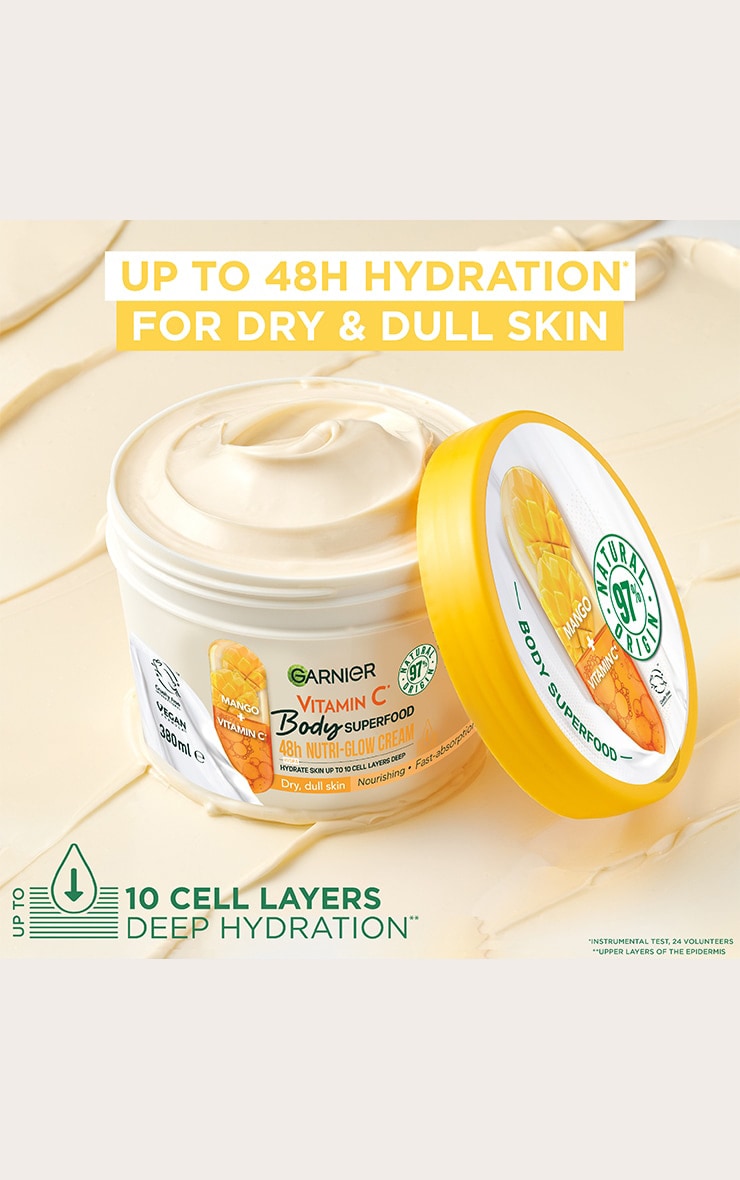 Garnier Crème éclaircissante et éclatante nutri-glow à la mangue et à la vitamine C Body Superfood 380ml image 2