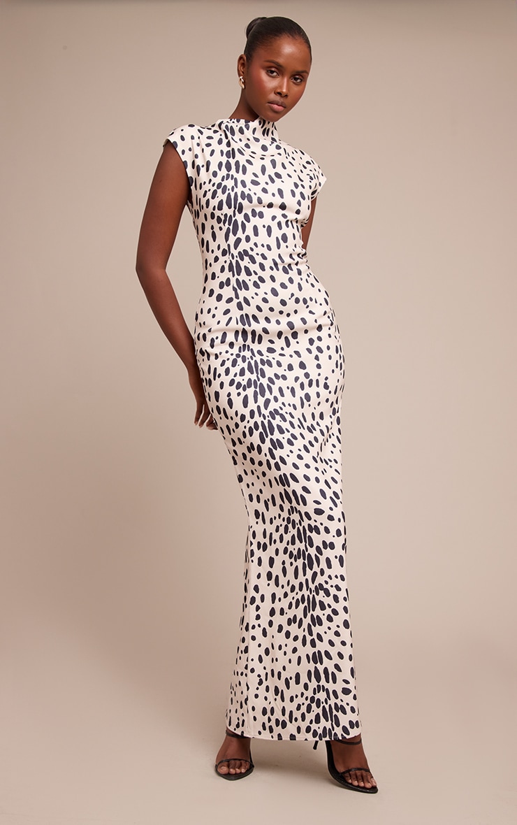 White Printed High Neck Sleeveless Maxi Dress image 1