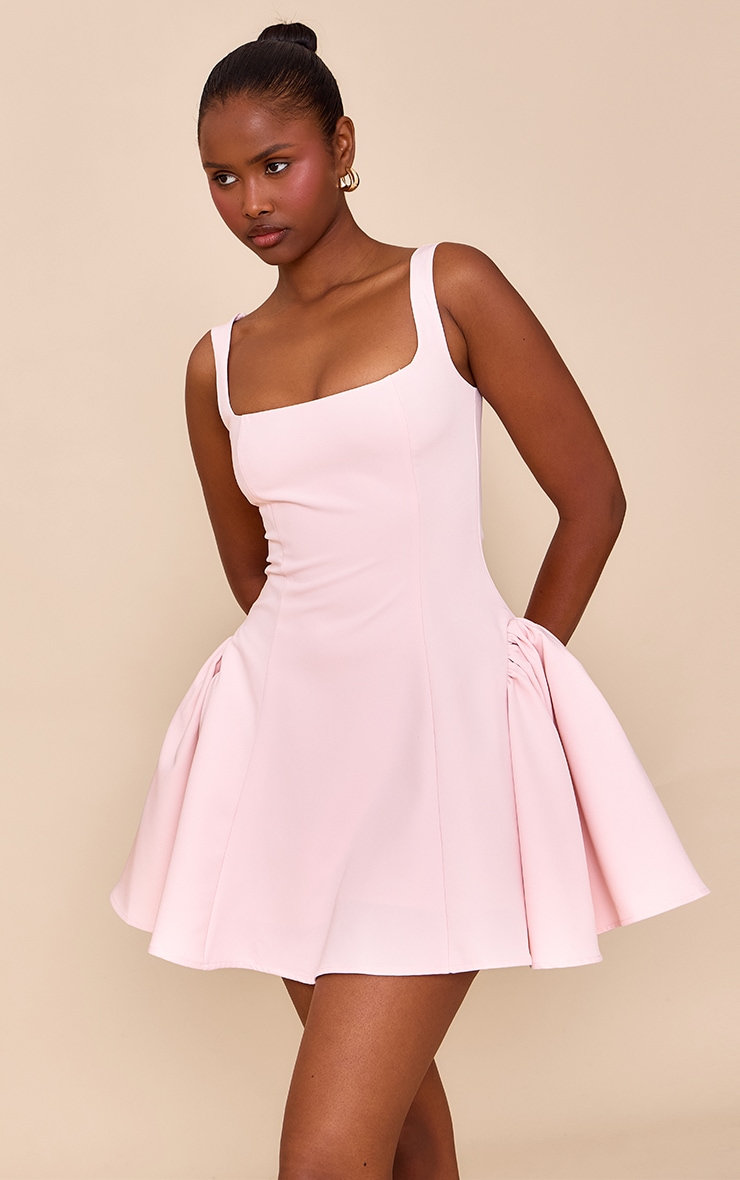 Pale Pink Woven Square Neck Shift Dress image 1