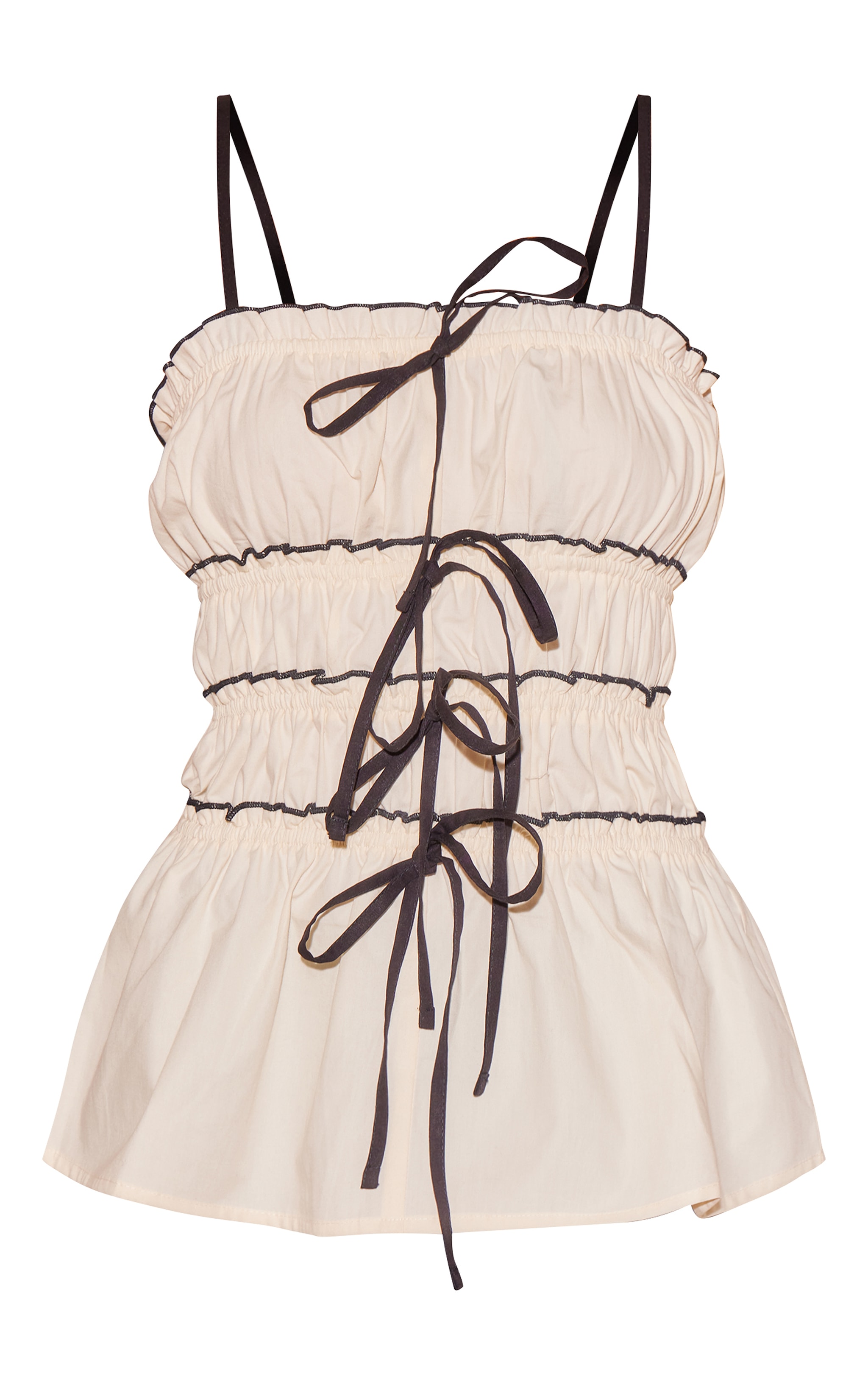 Off White Contrast Stitch Tiered Bow Top image 1
