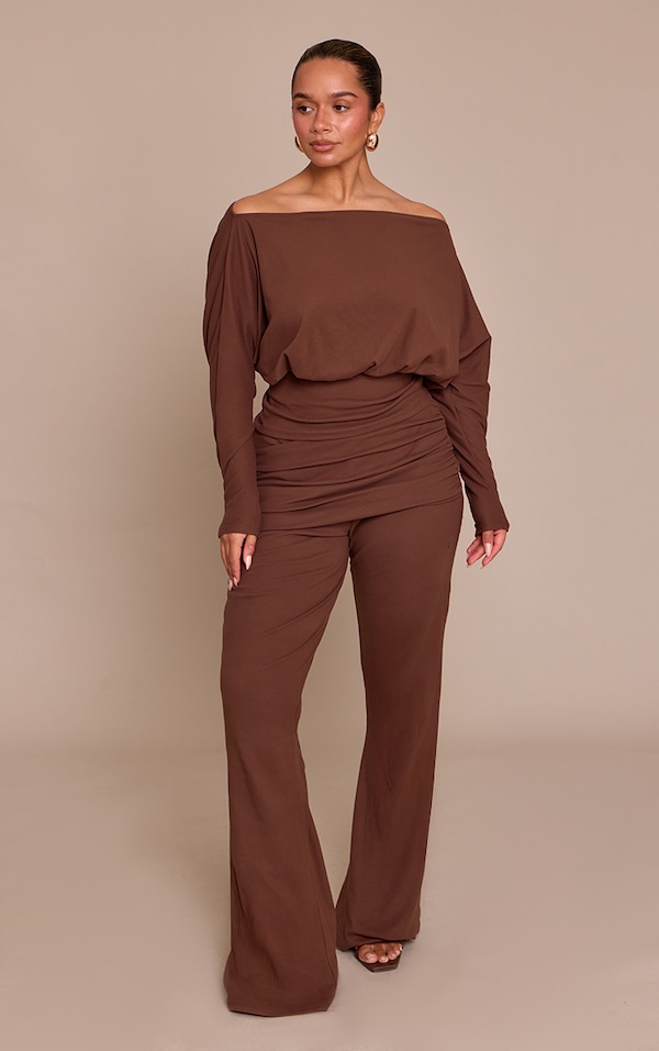 Shape Brown Soft Touch Wrap Front Pants