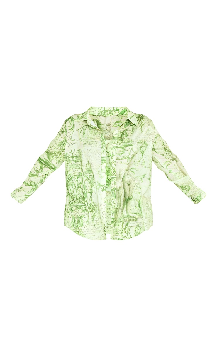  Plus Green Statue Print Oversized Shirt image 5