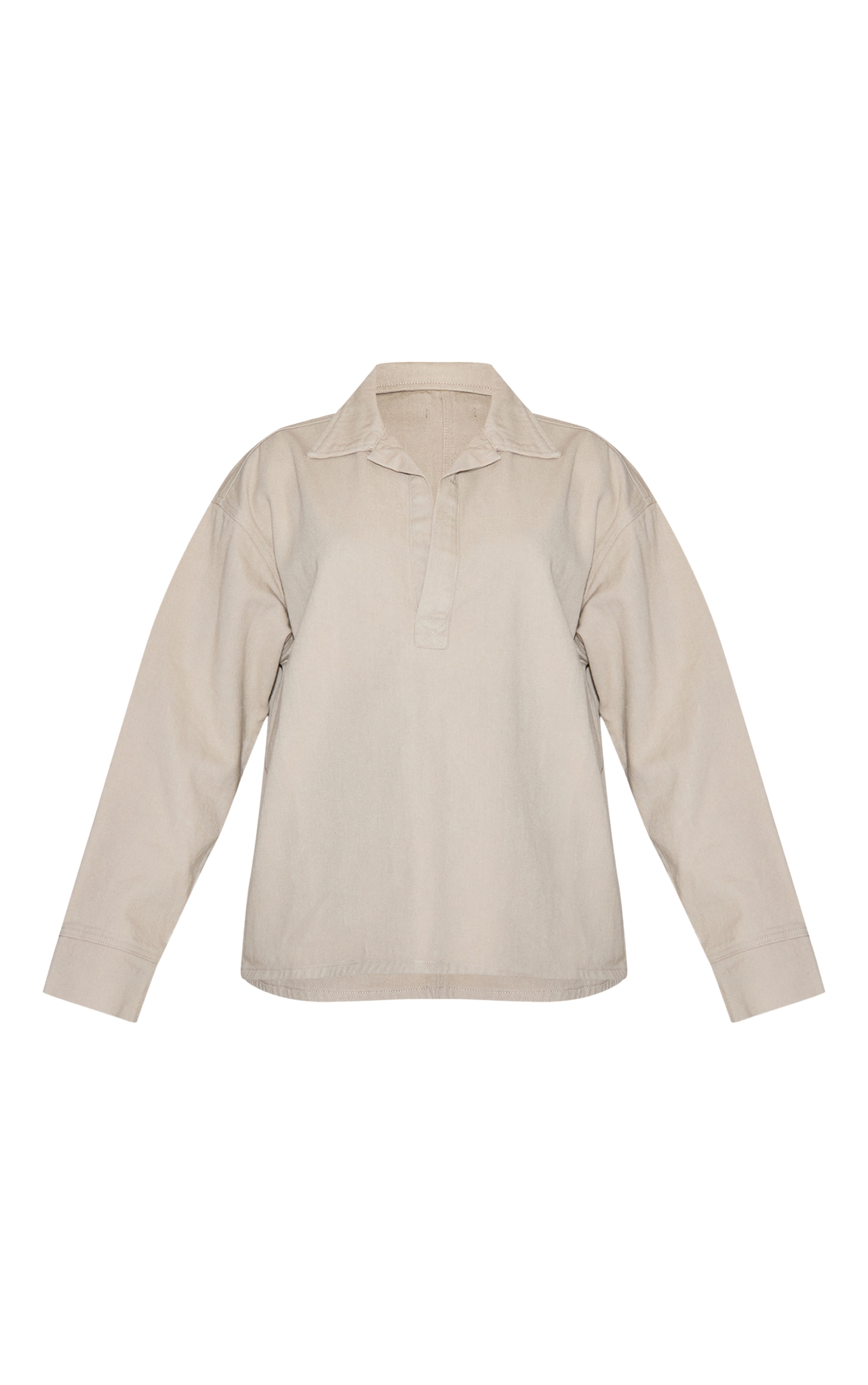 Stone Long Sleeve Oversized Denim Rugby Shirt image 5