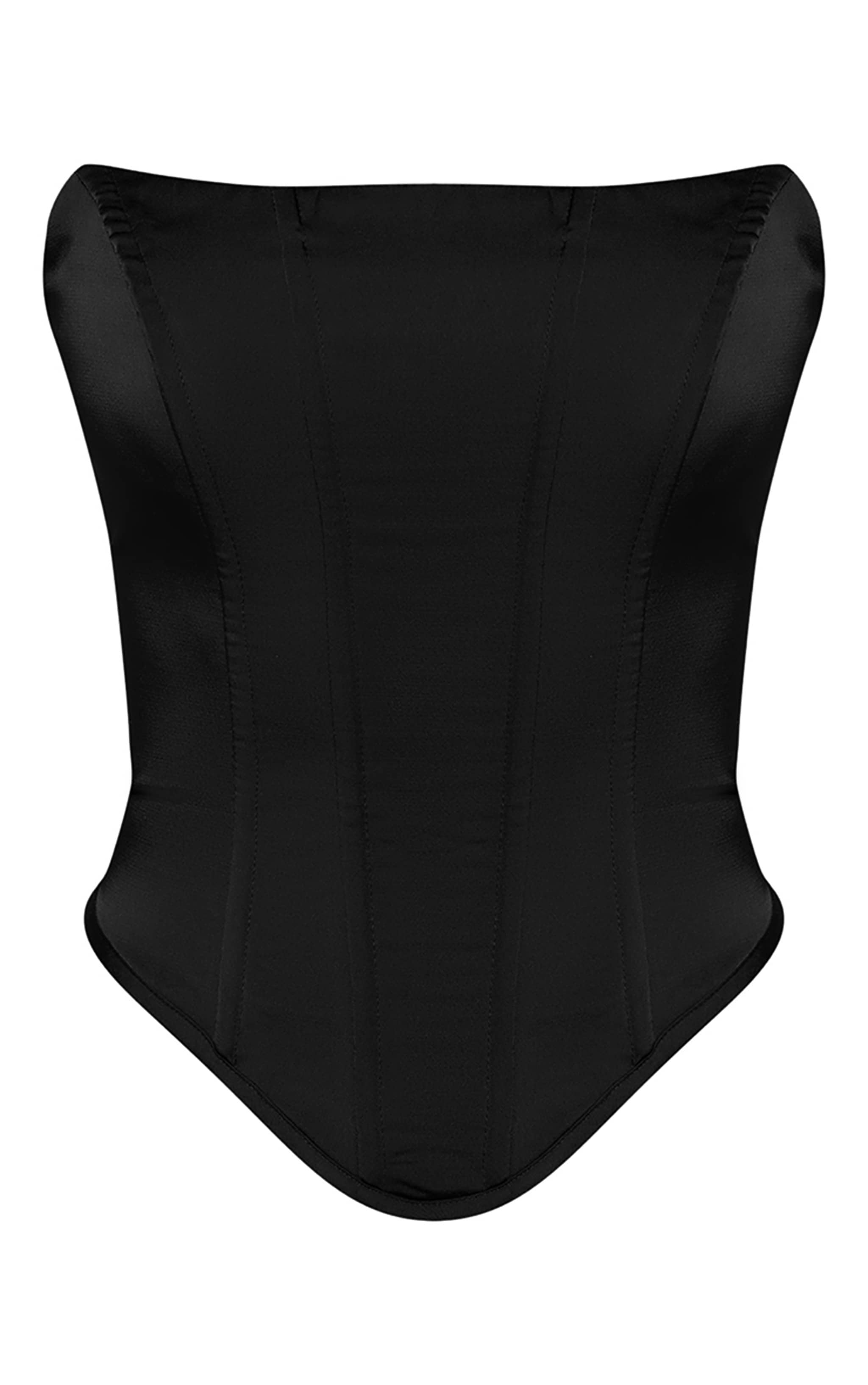 Black Satin Dipped Hem Corset image 5