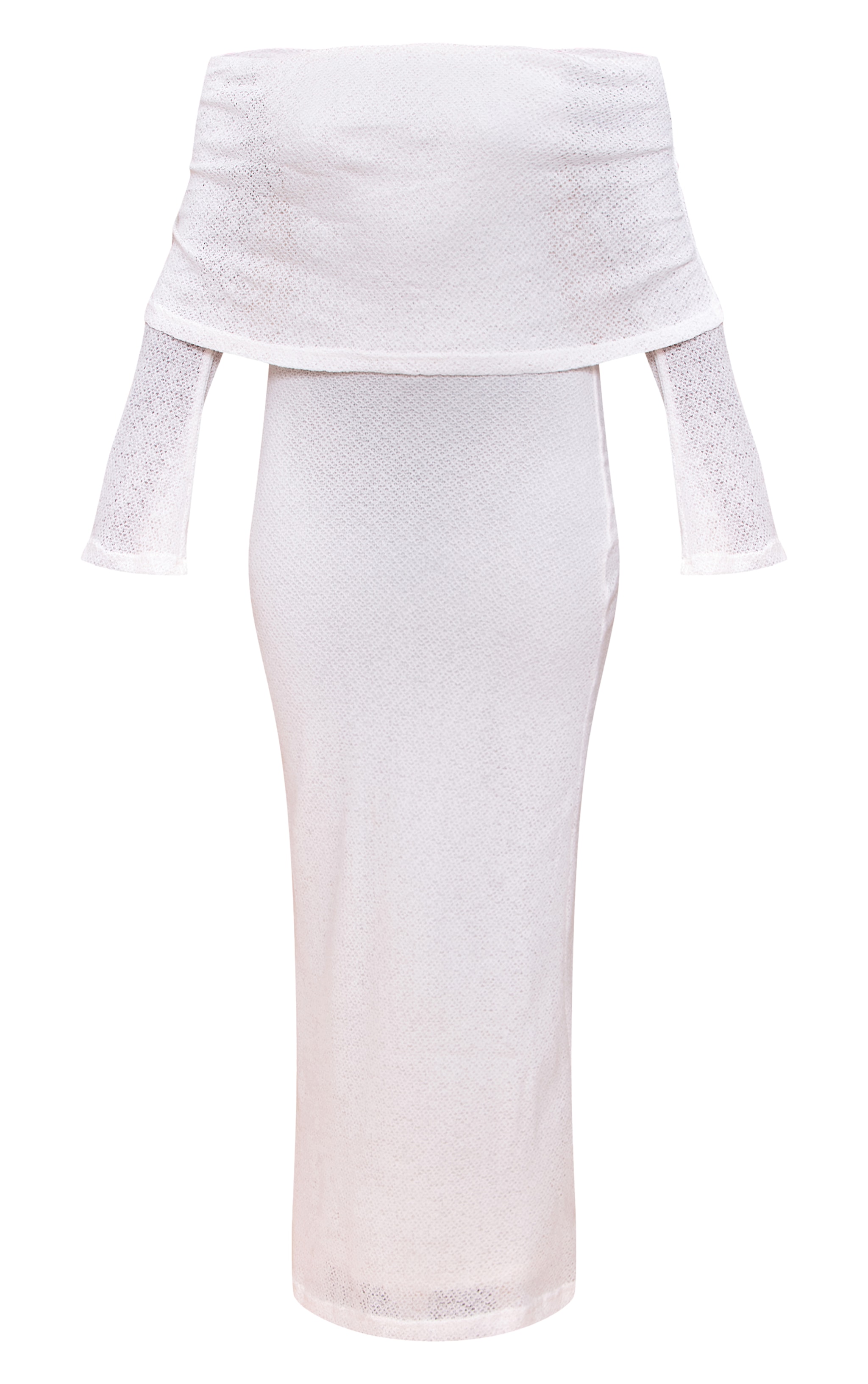 Cream Textured Bardot Foldover Maxi Dress image 5