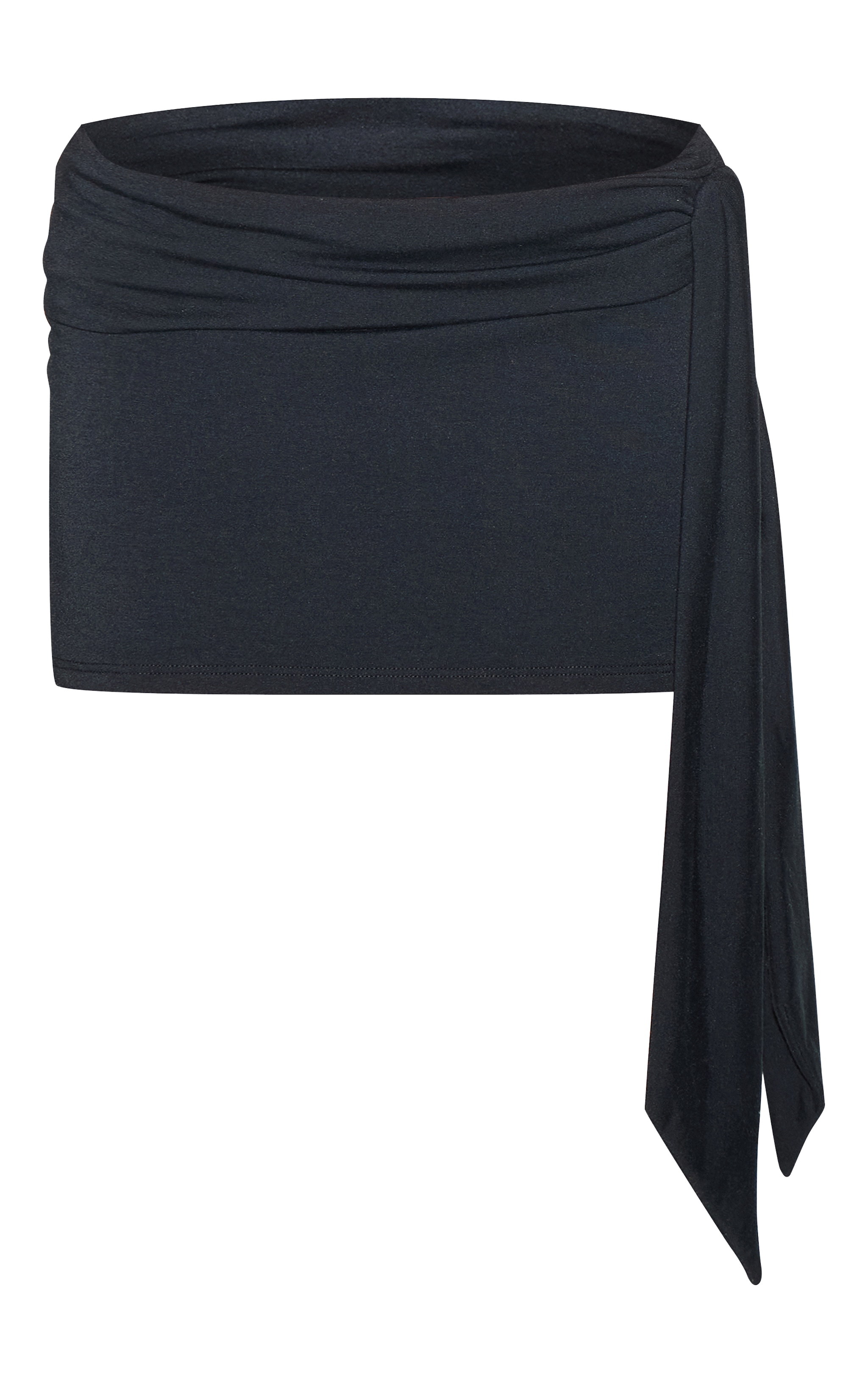 Petite Mini-jupe en jersey noir repliée à détail noué et contours image 6