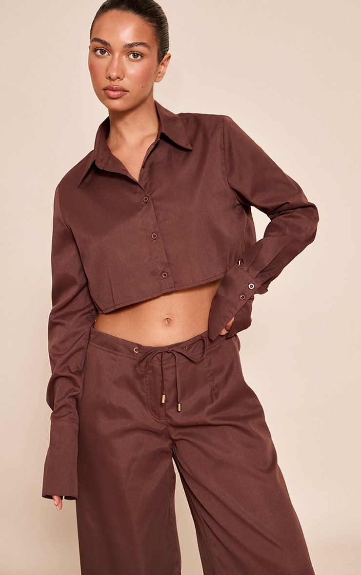 Dark Brown Cropped Shirt image 1