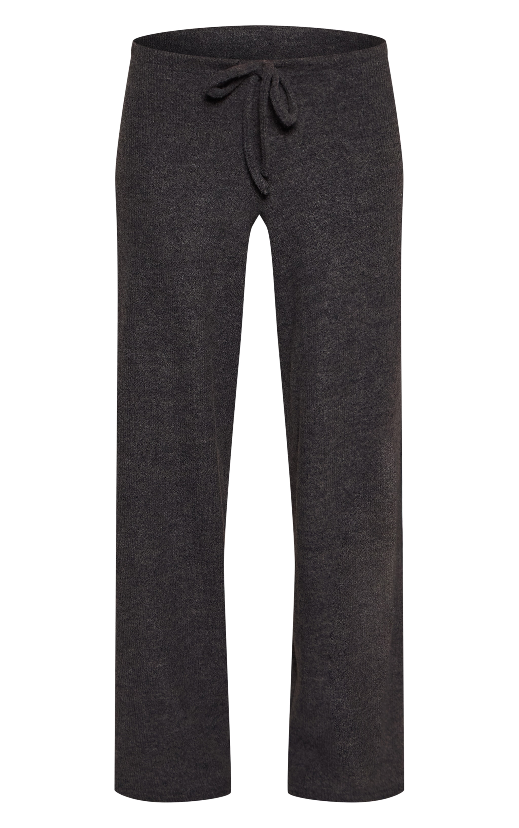 Charcoal Grey Marl Ribbed Wide Leg Trousers image 5
