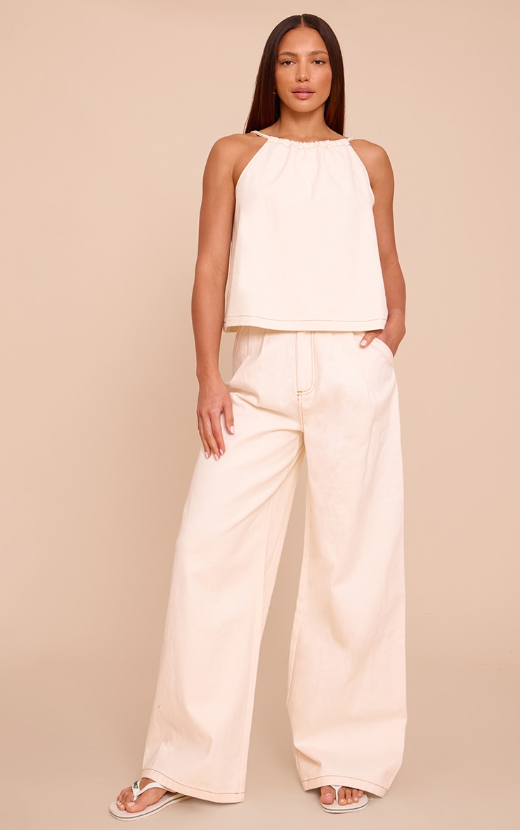 Tall Ecru Floaty Sleeveless Denim Top image 3