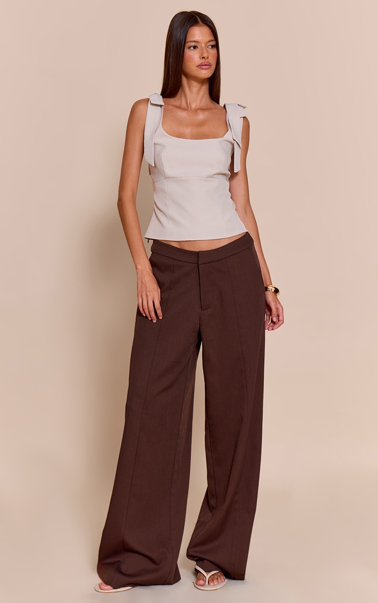 Stone Woven Bow Strap Detail Long Top image 3