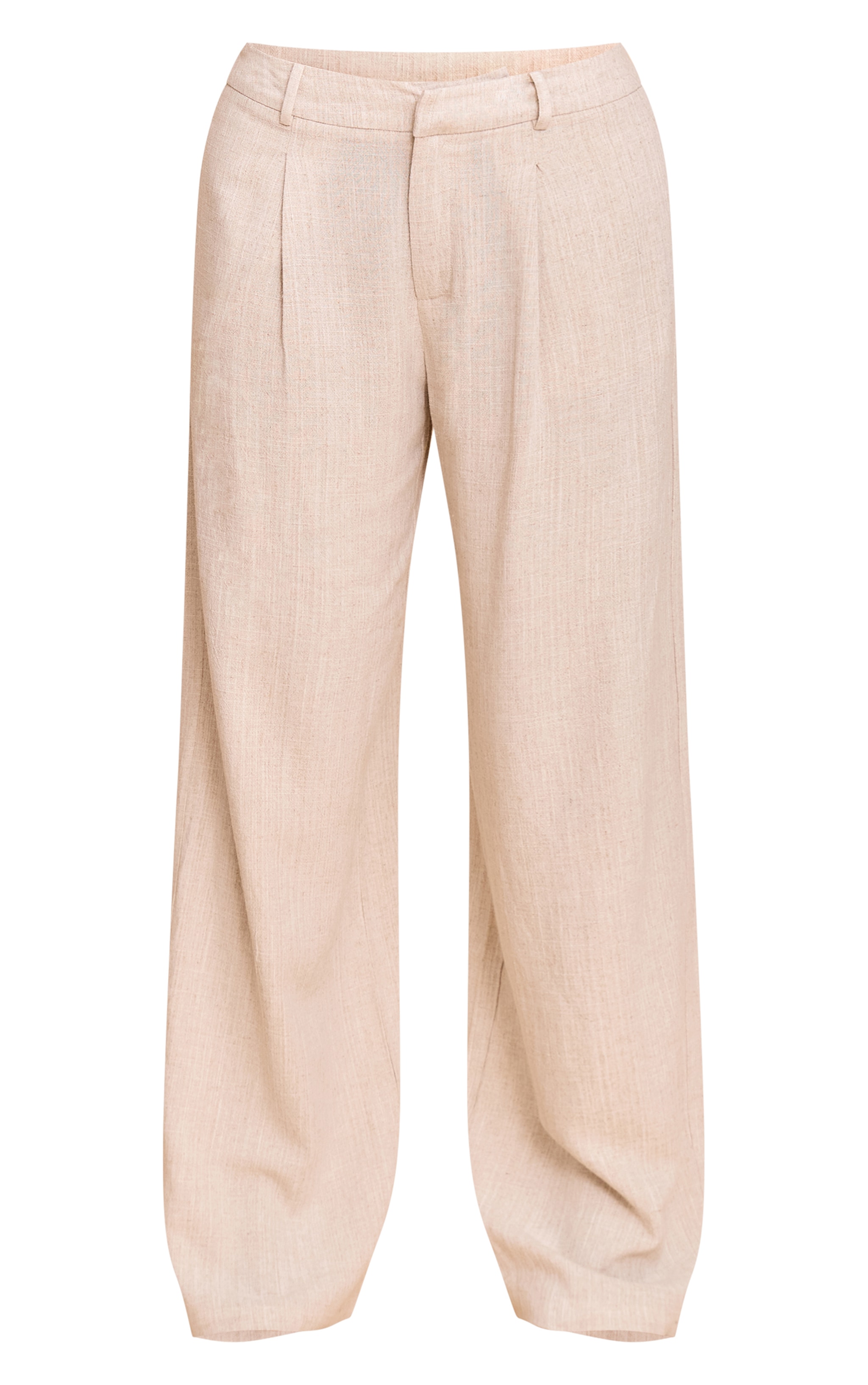 Pantalon de tailleur large en effet lin beige image 5
