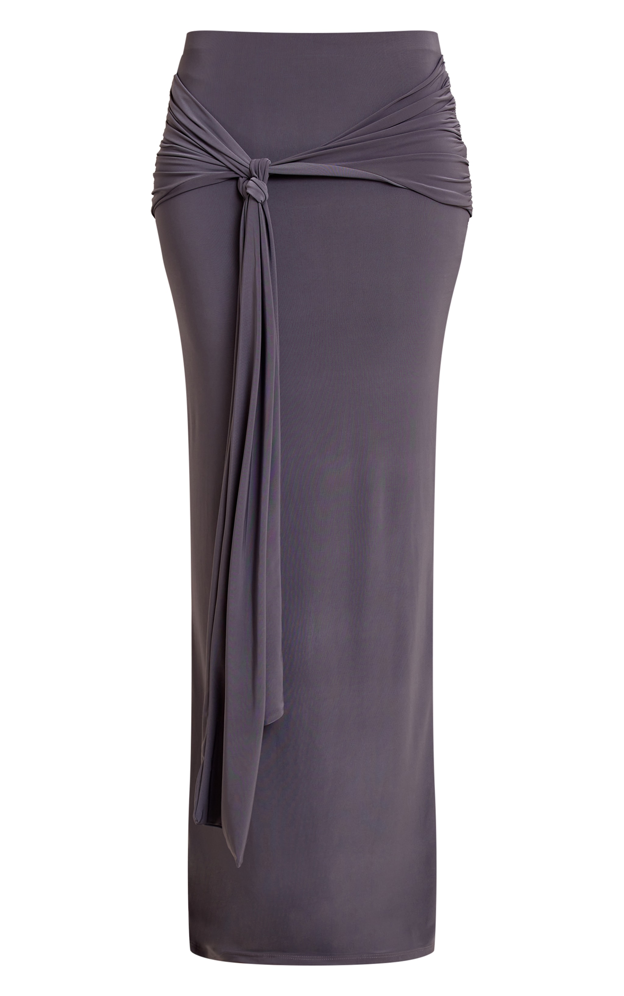 Tall Charcoal Slinky Knot Detail Maxi Skirt image 5
